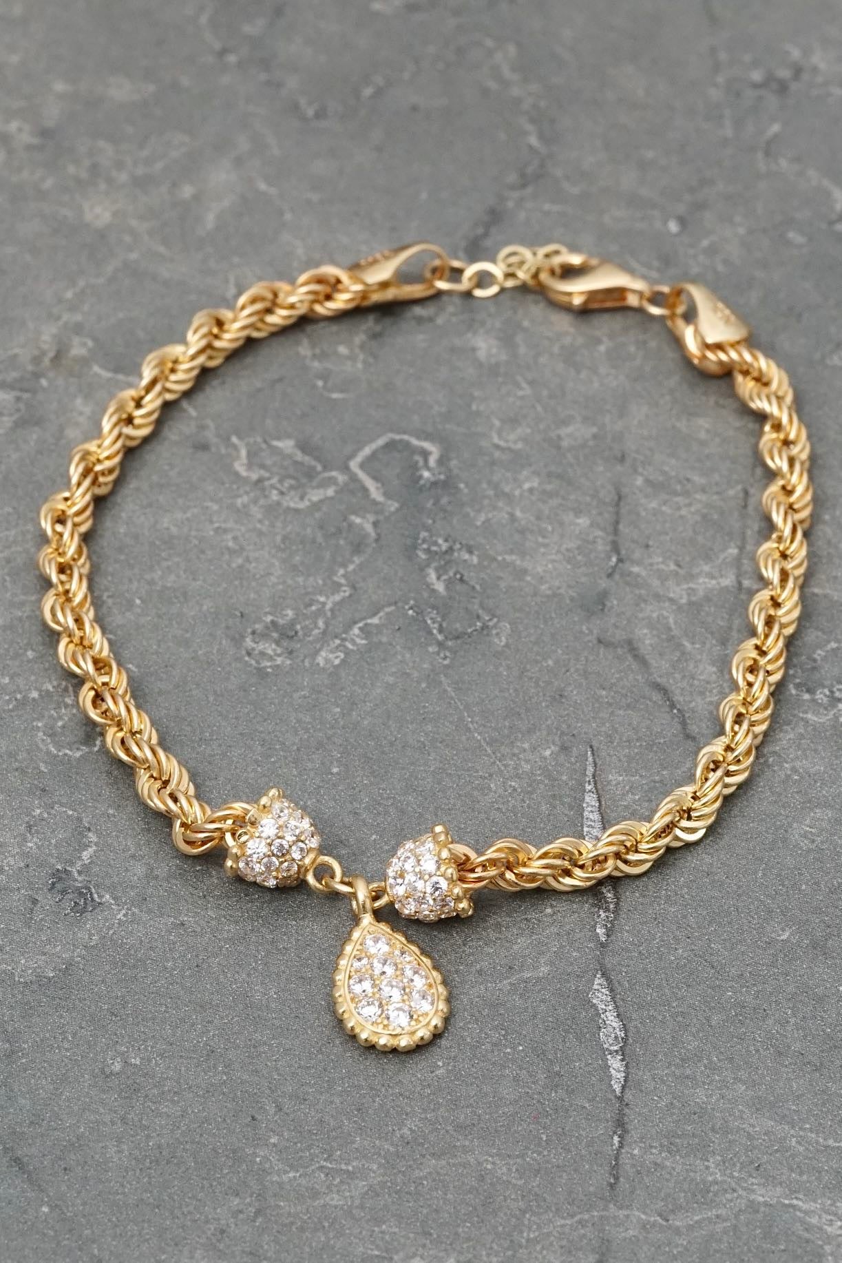 Pulso lazo con swarovski blanco 6.55gr / Largo 18cm / Oro Amarillo italy +3 M