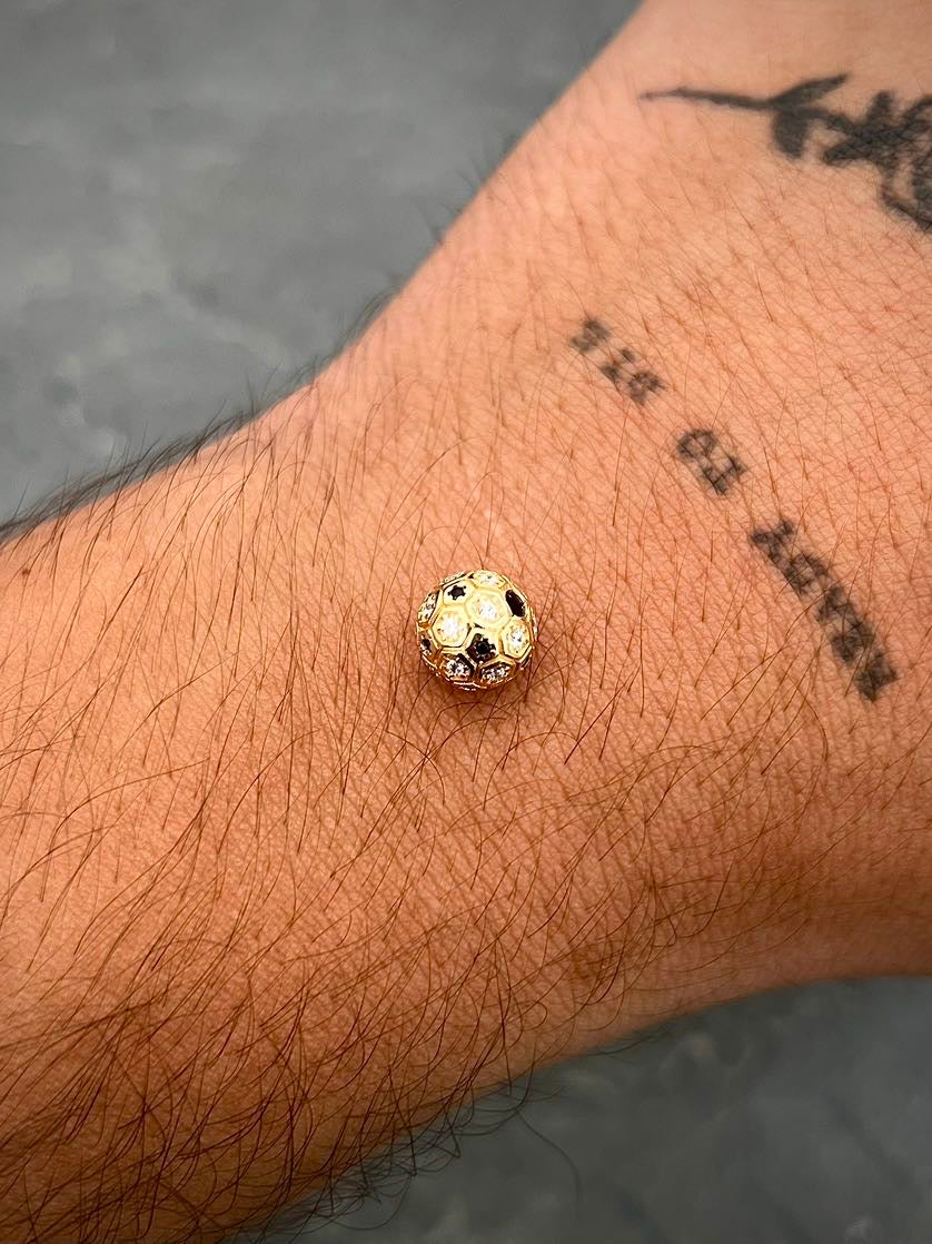 Herraje balon con swarovski blanco y negro 1.45gr / Largo 0.8cm / Oro Amarillo Nac B