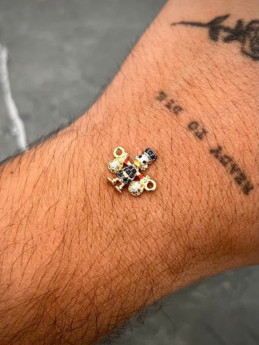 Herraje tio rico con swarovski negro y amarillo 1.45gr / Largo 1.5cm / Oro Amarillo Nac B