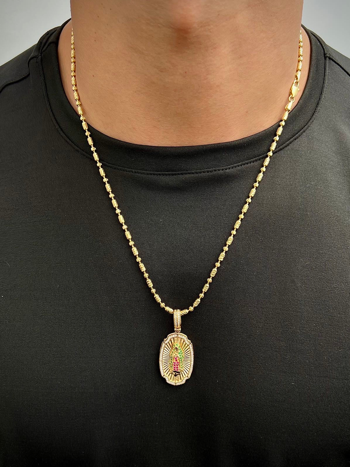 Dije virgen de guadaupe y corona rx con swarovski 16.5gr / Largo 4.5cm — Oro Amarillo