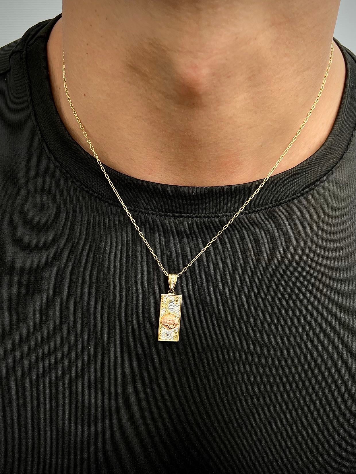Dije dolar con swarovski blanco 3.5gr / Largo 3.4cm — Dos Oros