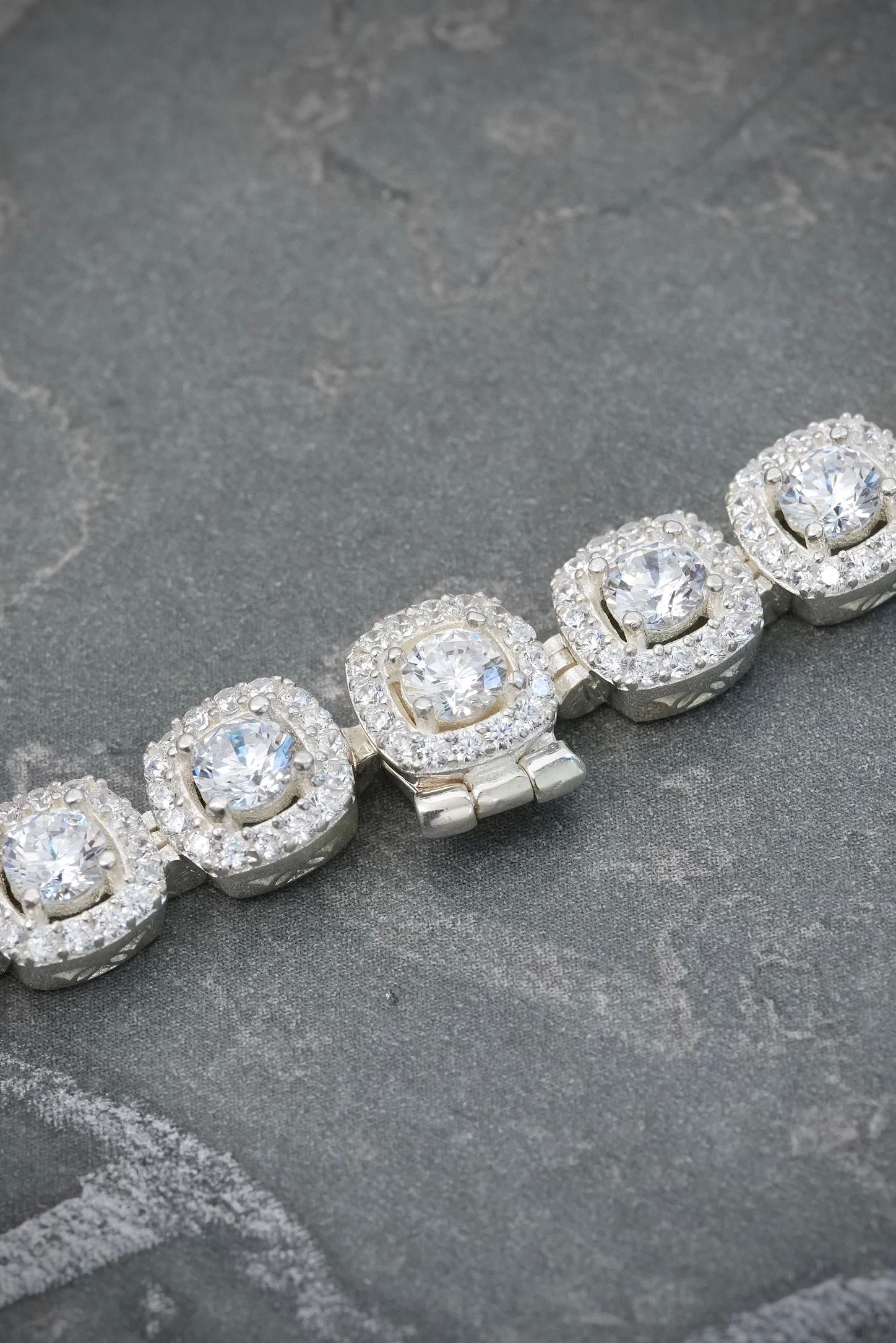 Cadena tenis con swarovski blanco 58.45gr / Largo 50cm / Plata B