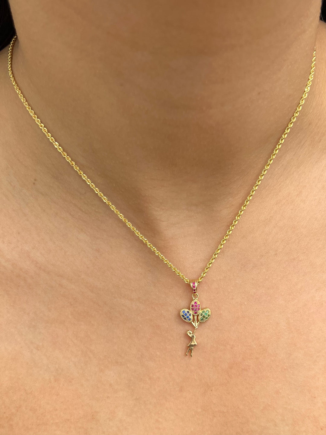 Dije globos con swarovski multicolor 1.8gr / Largo 3cm — Oro Amarillo
