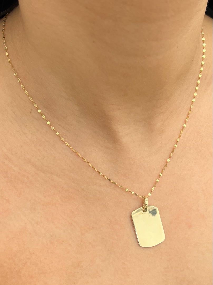 Dije placa lisa 3.55gr / Largo 3cm / Oro Amarillo Nac M