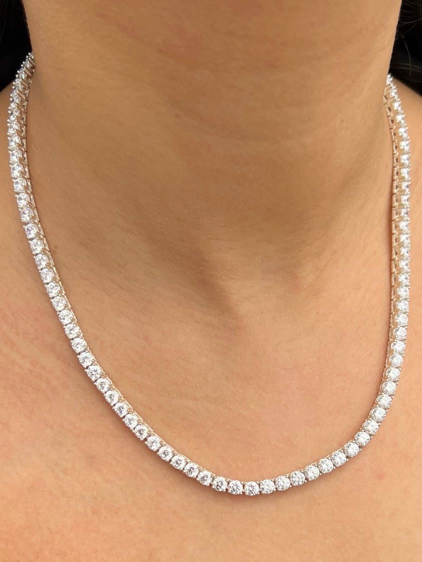 Cadena tenis con swarovski blanco 50.3gr / Largo 50cm / Plata B