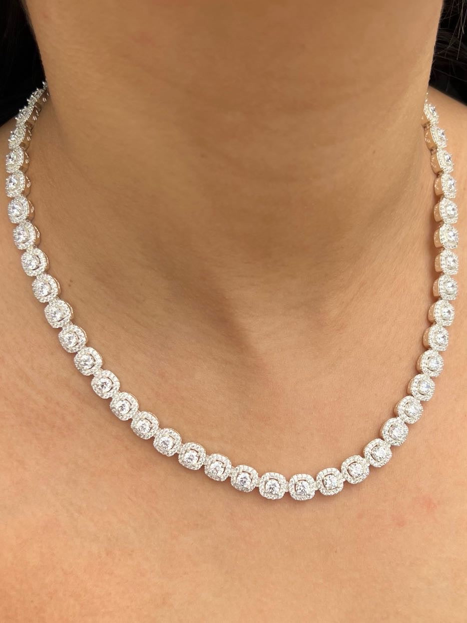 Cadena tenis con swarovski blanco 53.45gr / Largo 45cm / Plata B