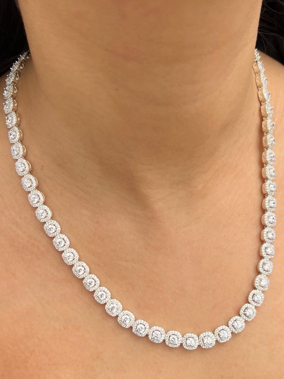 Cadena tenis con swarovski blanco 58.45gr / Largo 50cm / Plata B