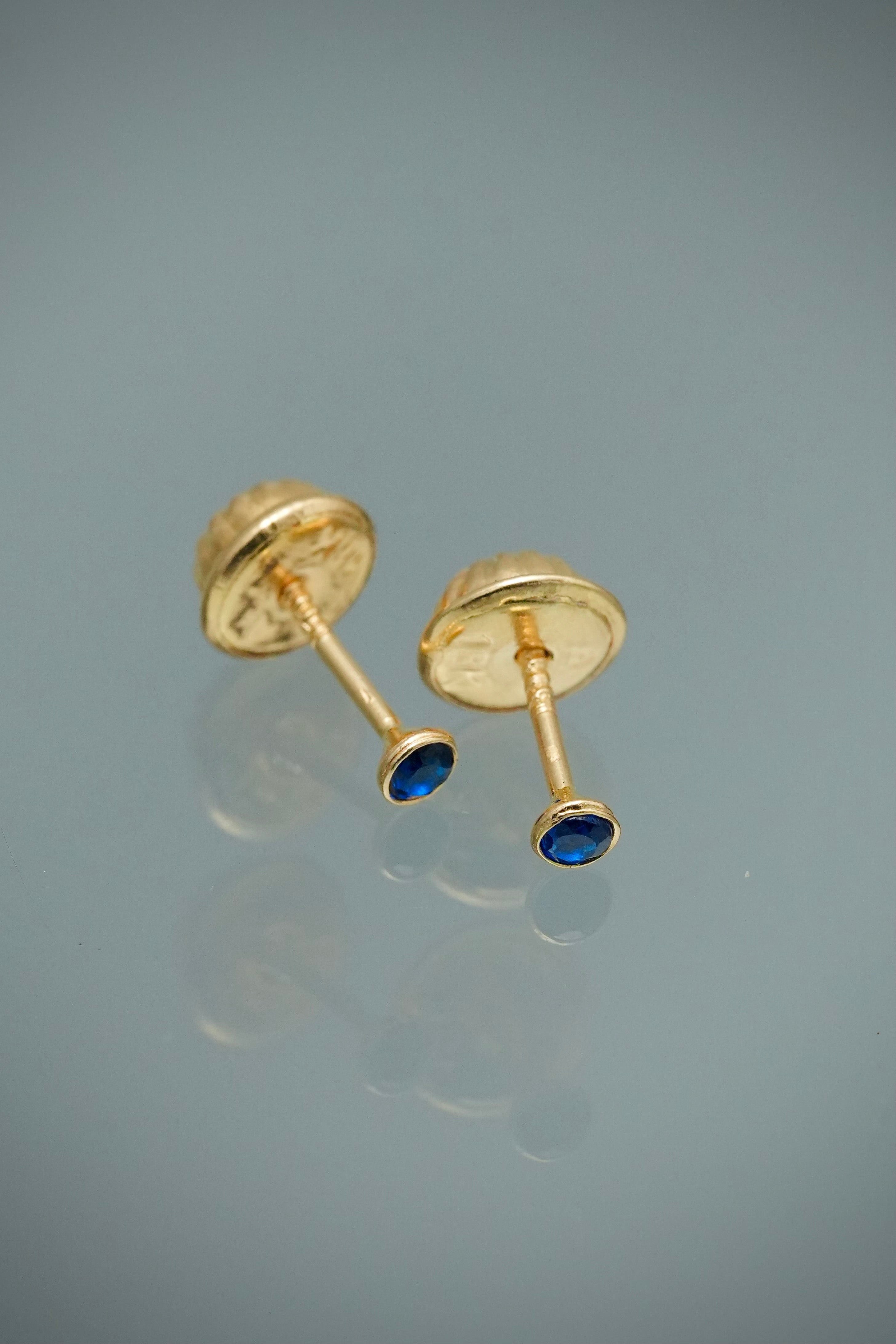 Topos Circulo con Swarovski Azul 0.4gr / 0.2cm / 2mm — Oro Amarillo