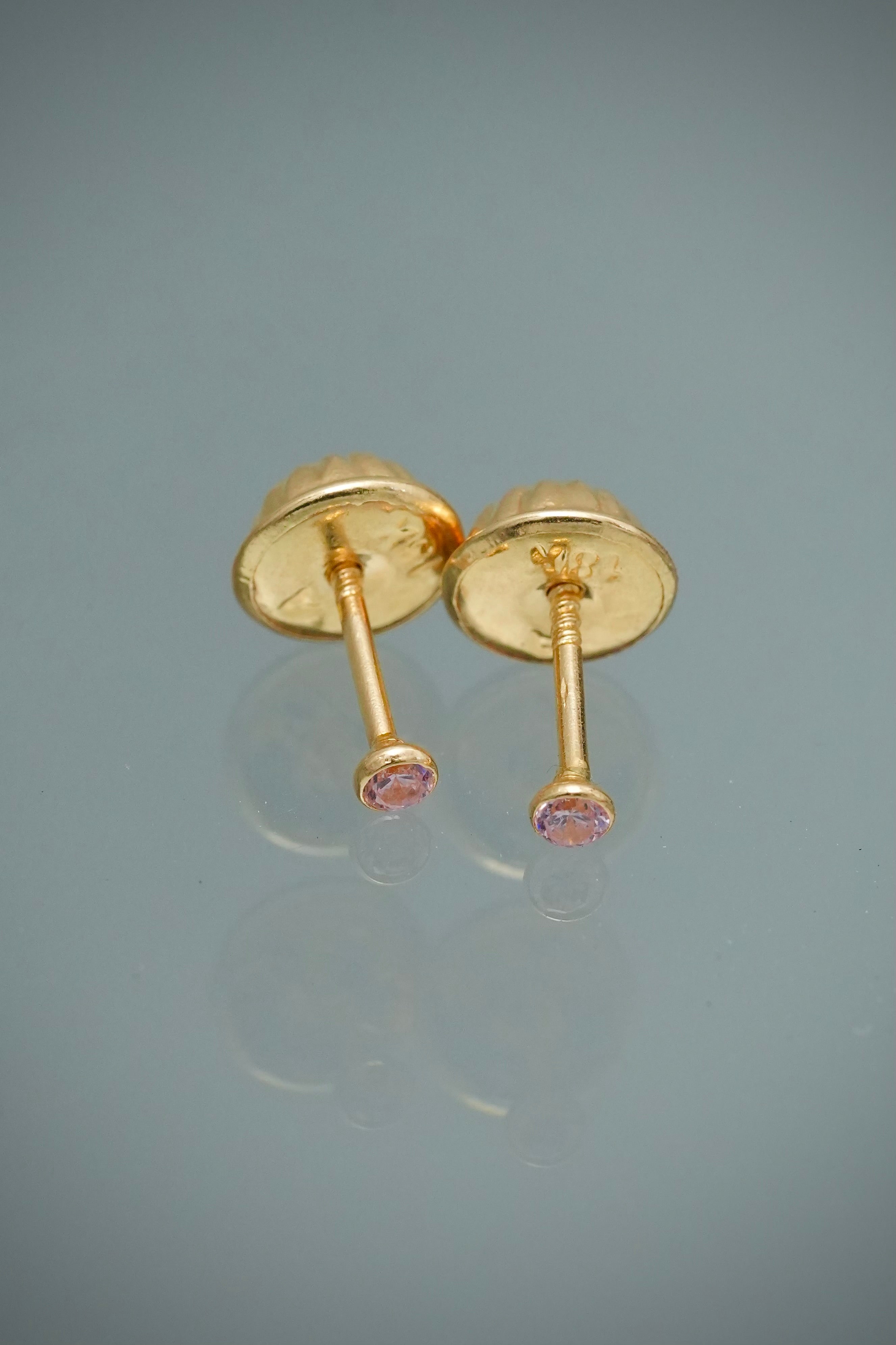 Topos Circulo con Swarovski Rosado 0.35gr / 0.2cm / 2mm — Oro Amarillo