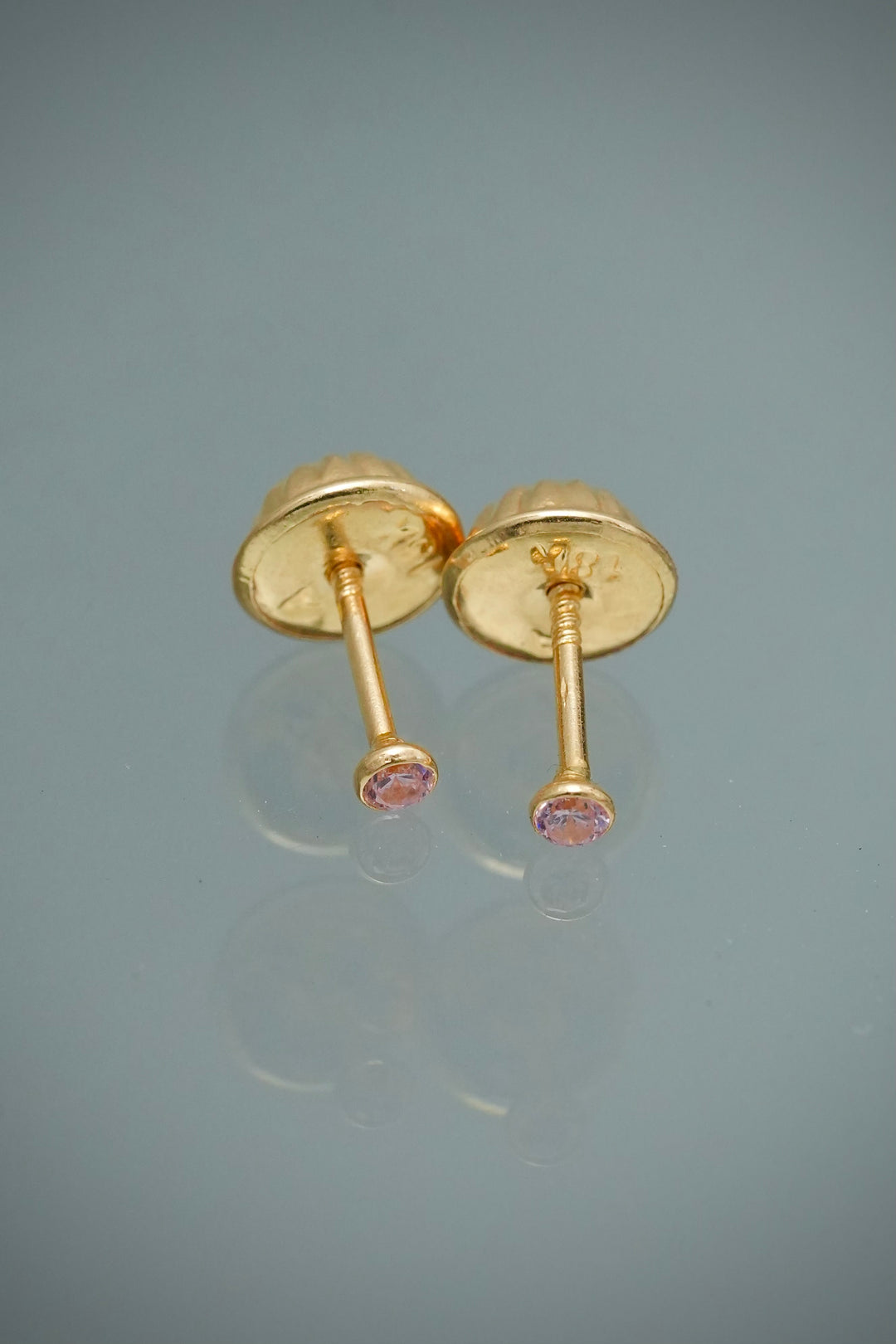 Topos Circulo con Swarovski Rosado 0.35gr / 0.2cm / 2mm — Oro Amarillo