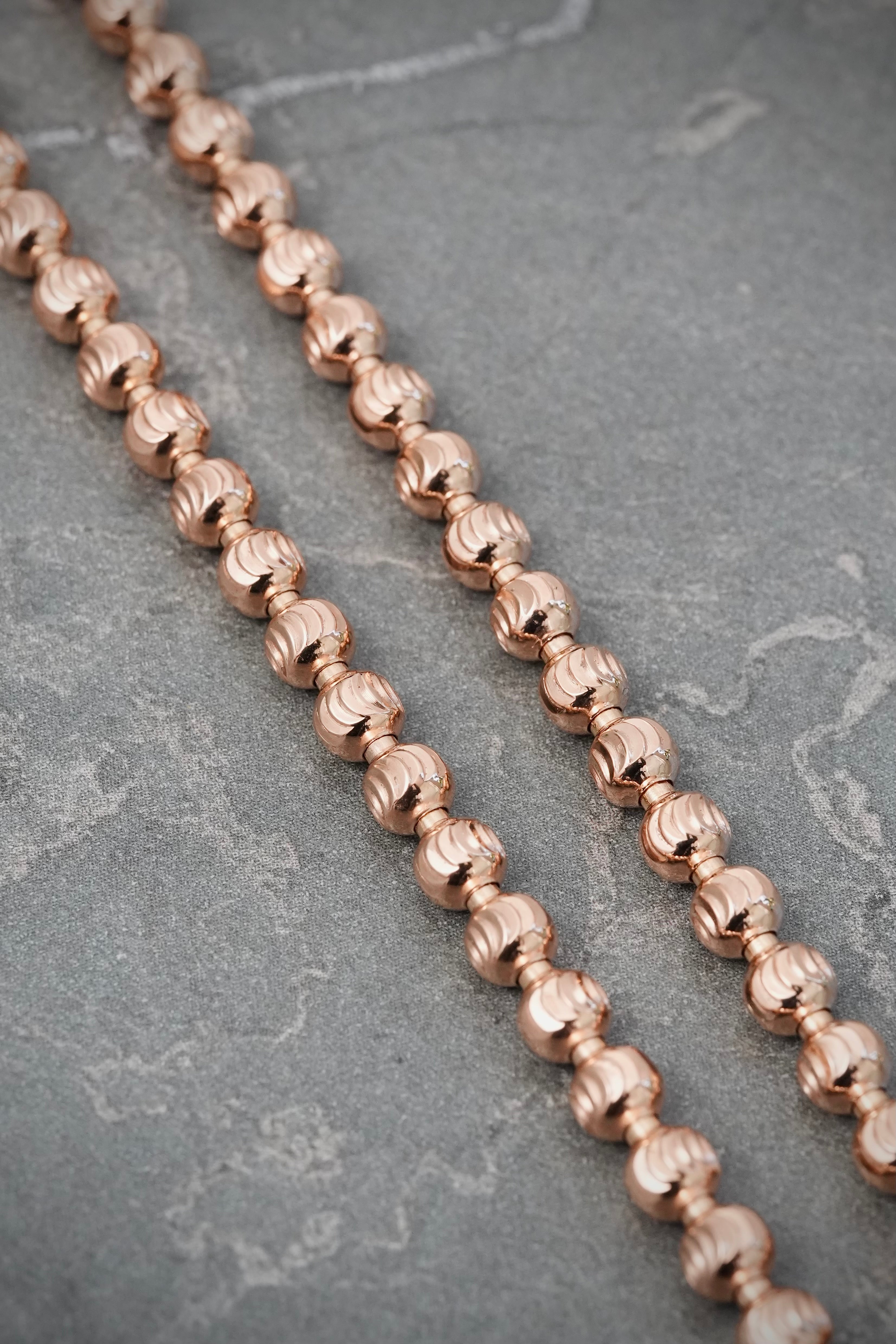 Cadena Militar Diamantada Luna 24.25gr / 60cm / 4mm — Oro Rosado