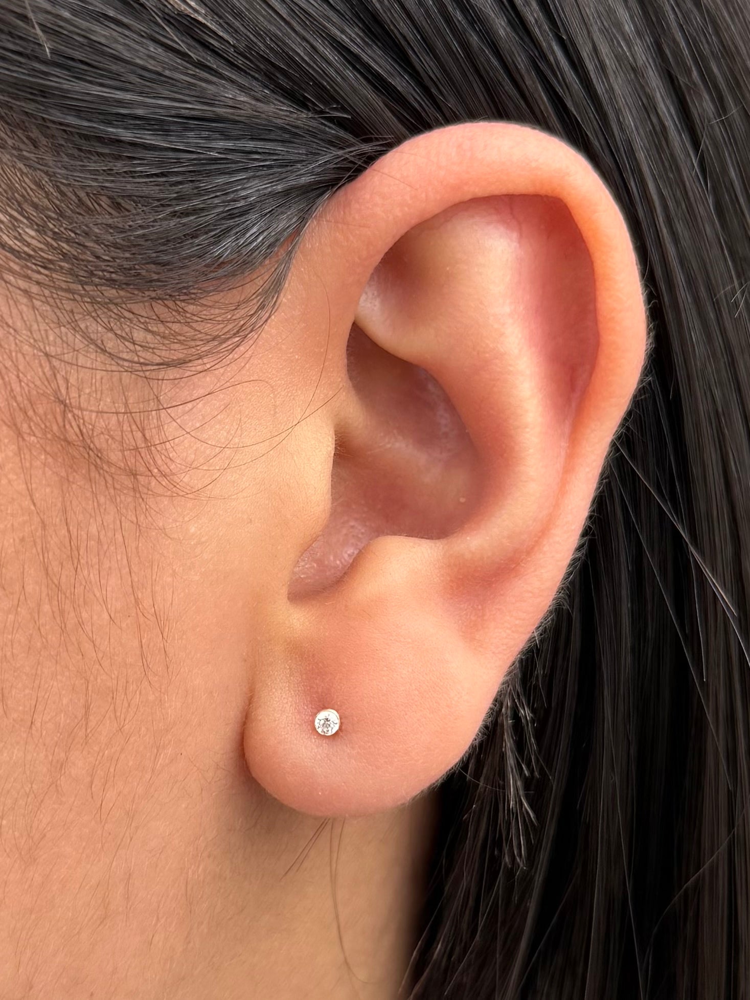 Topos Circulo con Swarovski Blanco 0.35gr / 0.2cm / 2mm — Oro Amarillo