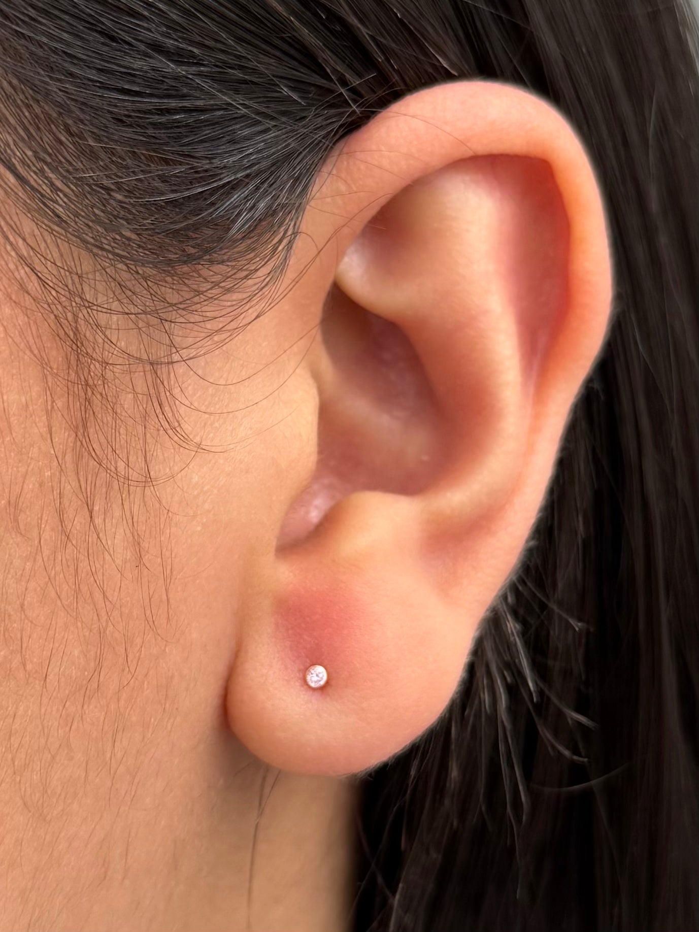 Topos Circulo con Swarovski Rosado 0.35gr / 0.2cm / 2mm — Oro Amarillo
