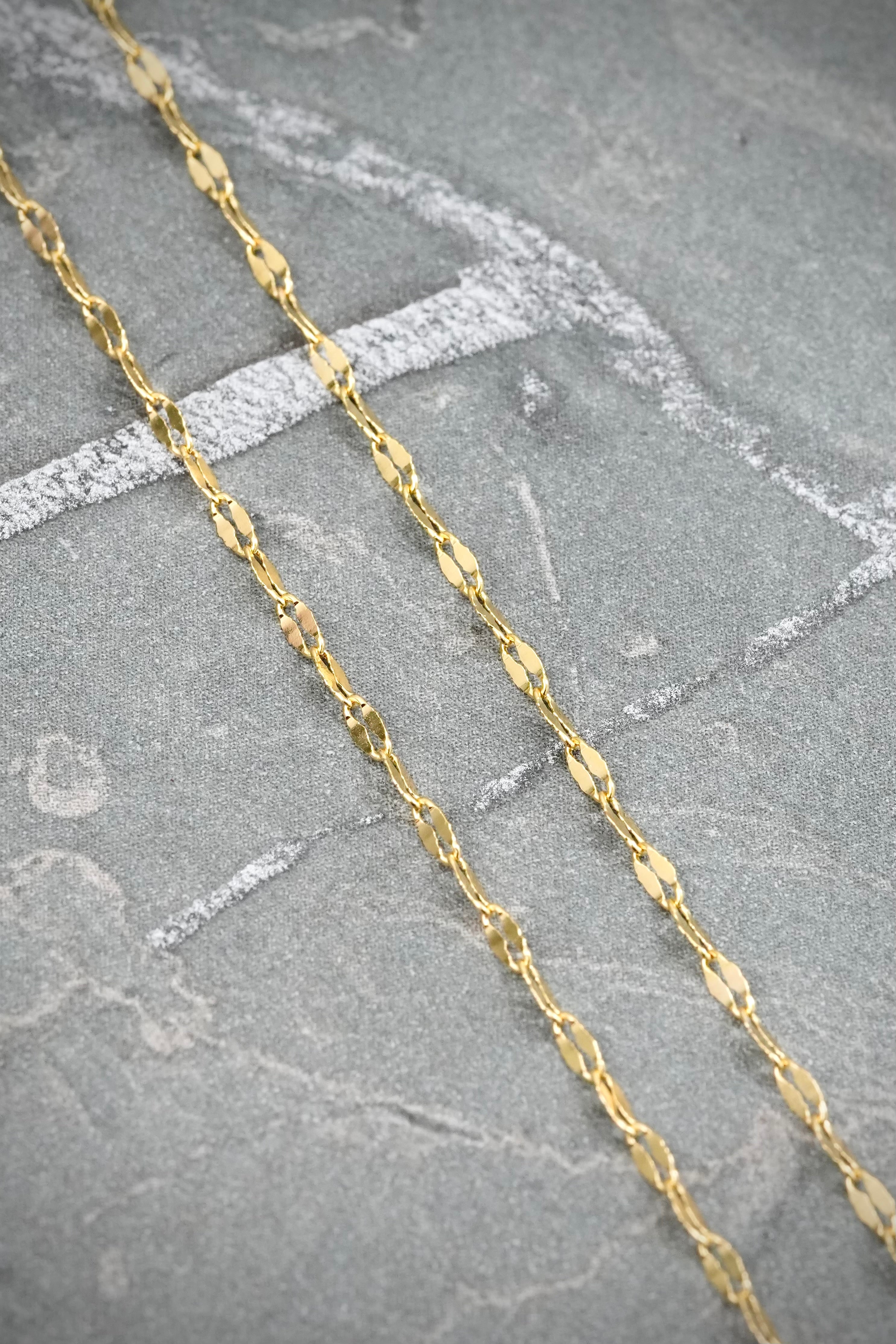 Cadena Flor Espejo 1.5gr / 60cm / 1.5mm — Oro Amarillo