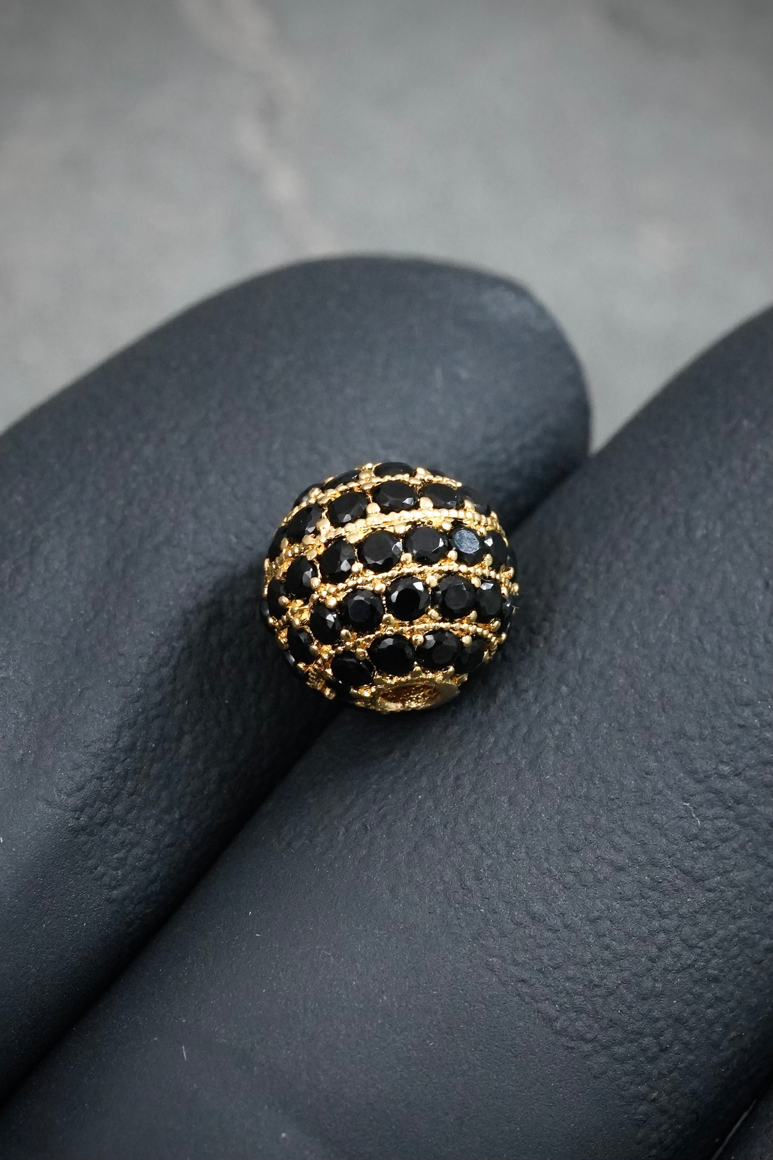 Herraje Bola de Fuego con Swarovski Negro 2gr / 0.8cm / 8mm — Oro Amarillo