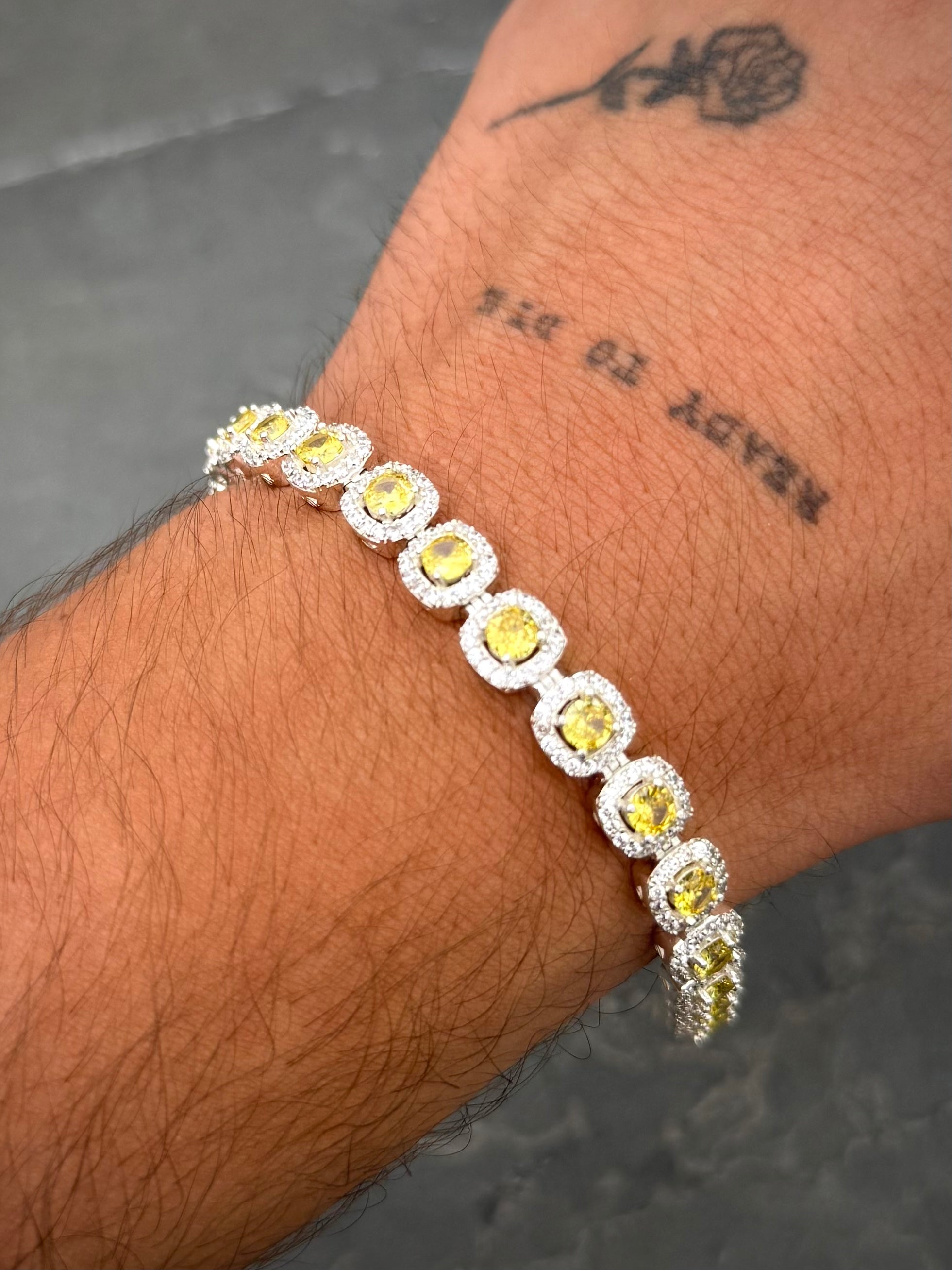 Pulso tenis con swarovski blanco y amarillo 21.8gr / Largo 18.5cm / Plata (Joya) B