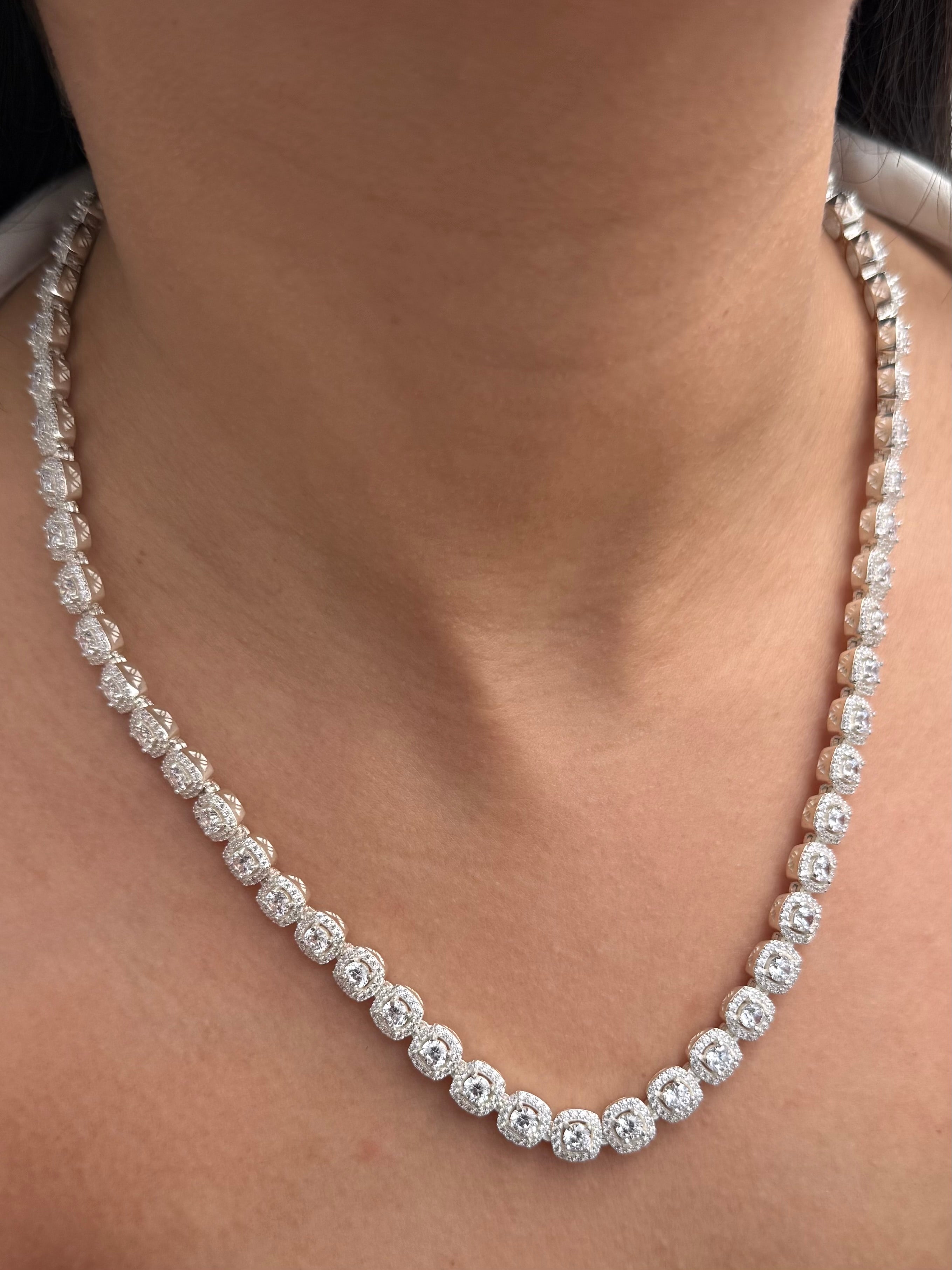 Cadena tenis con swarovski blanco 57.95gr / Largo 50cm / Plata (Joya) B