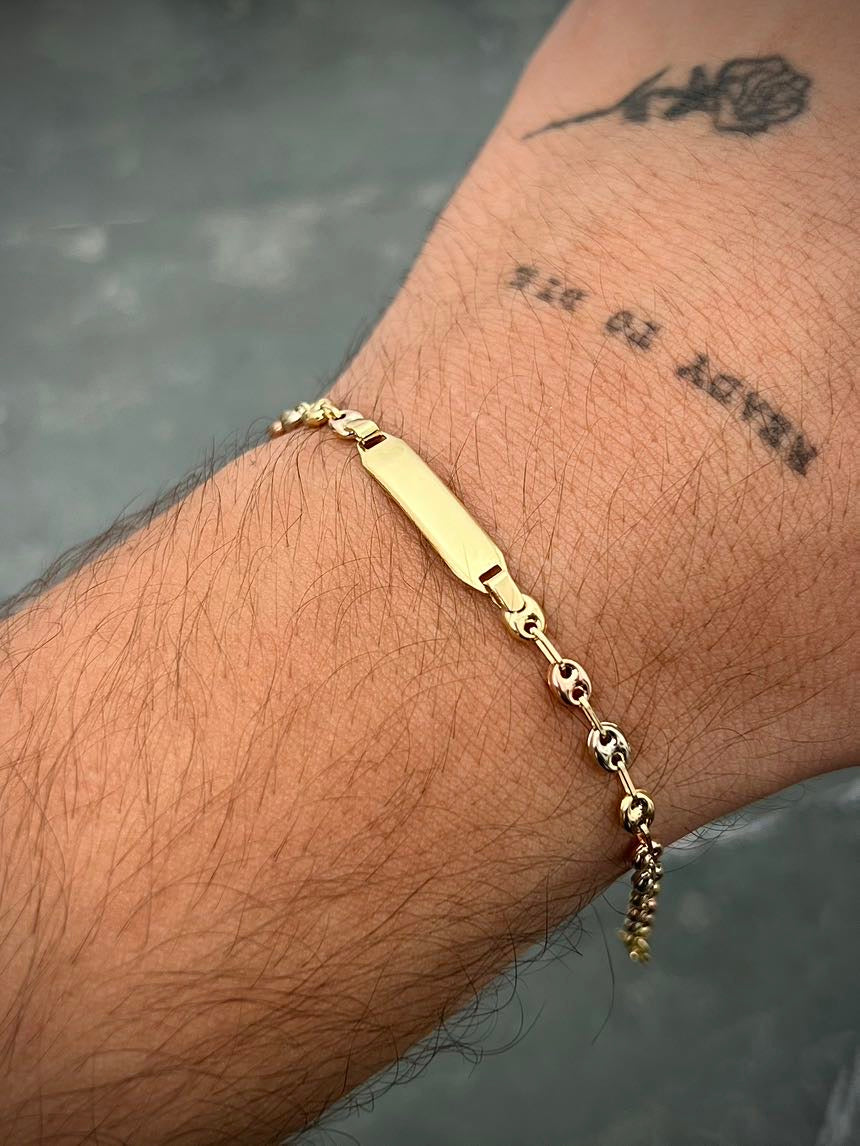 Pulso bebe con placa 2.1gr / Largo 17.5cm / Tres Oros Nac M