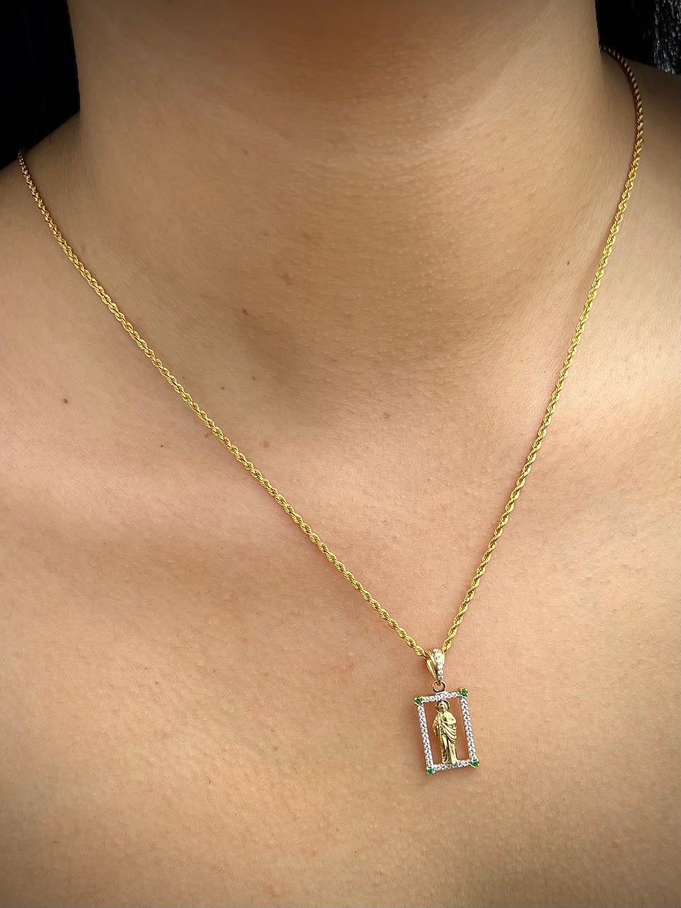 Dije san judas con swarovski 2.2gr / Largo 2.5cm — Oro Amarillo