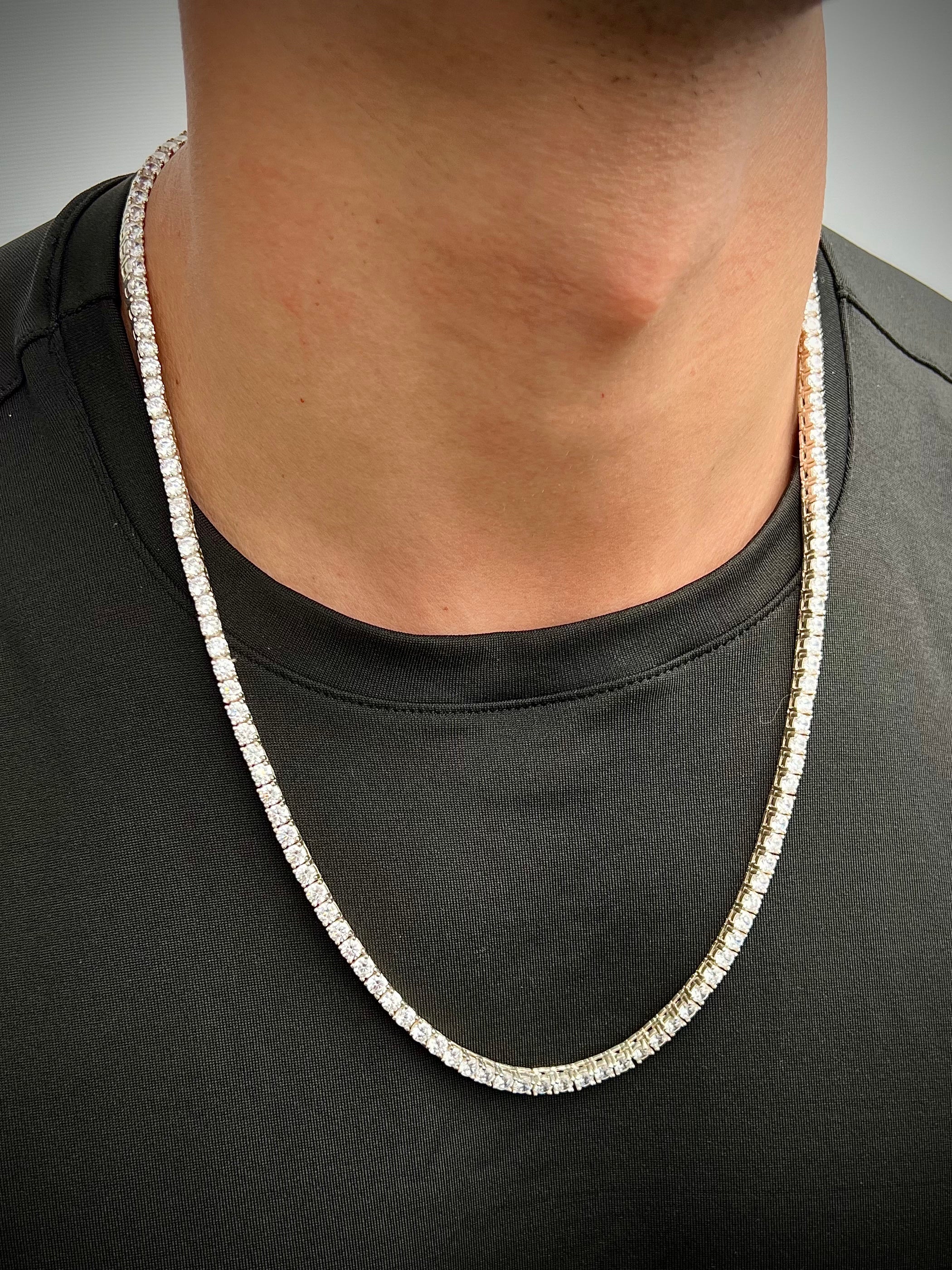 Cadena tenis con swarovski blanco 61.15gr / Largo 63cm / Plata B