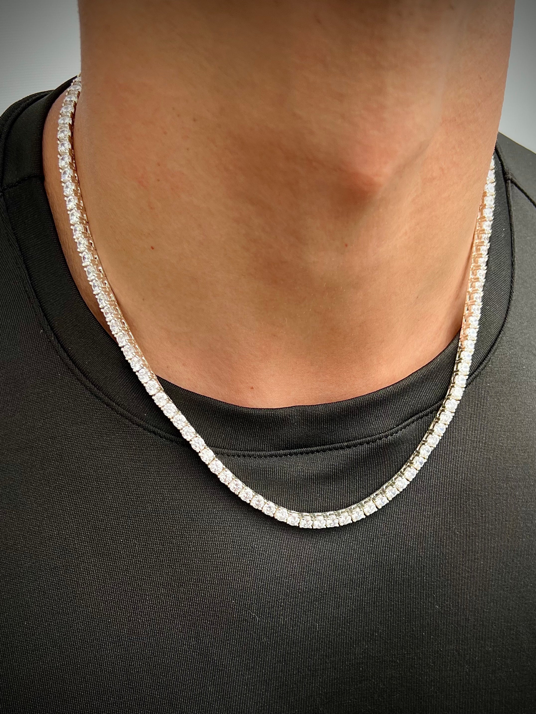 Cadena tenis con swarovski blanco 48.55gr / Largo 50cm / Plata B