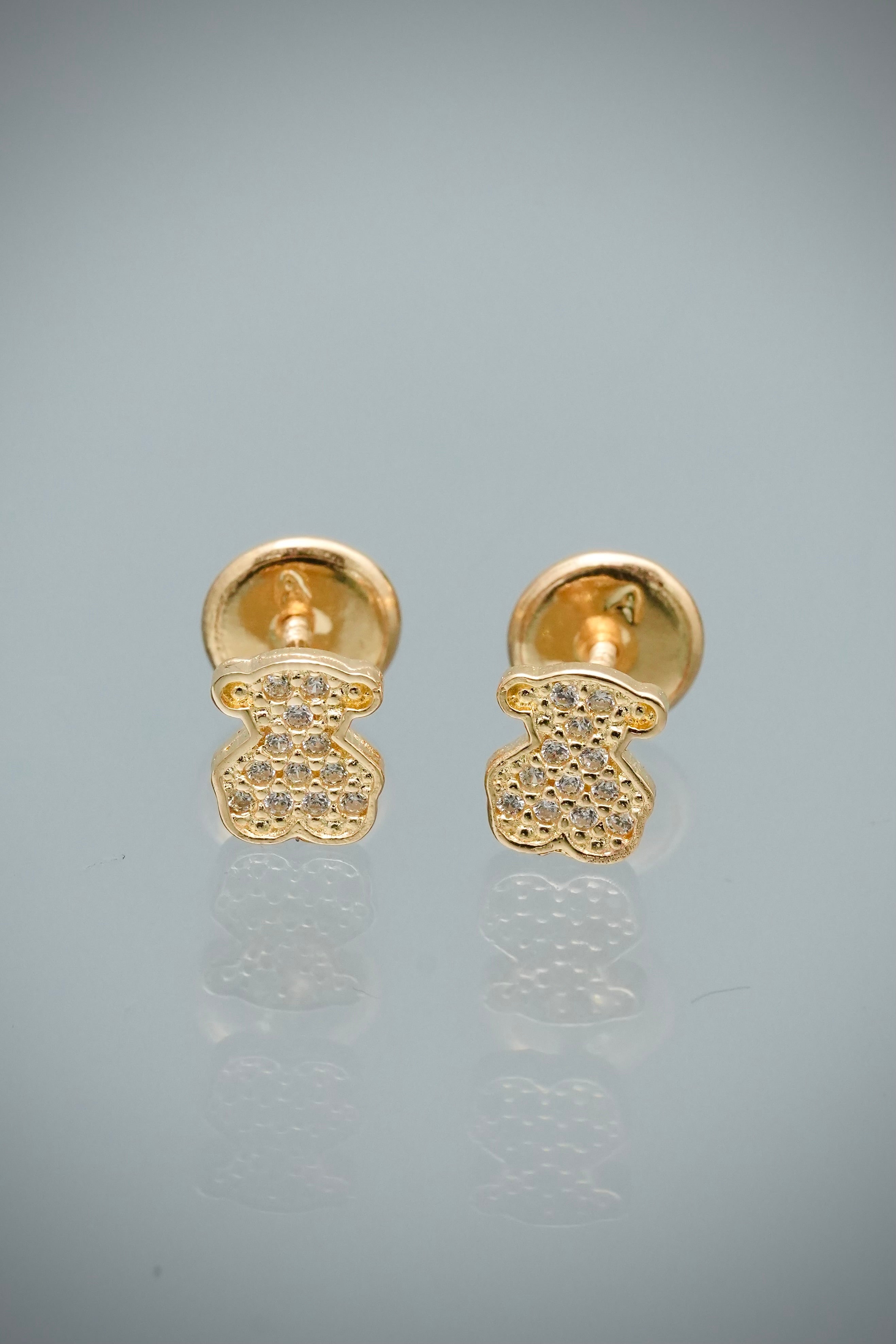 Topos Oso Th con Swarovski Blanco 0.75gr / 0.6cm / 4.8mm — Oro Amarillo