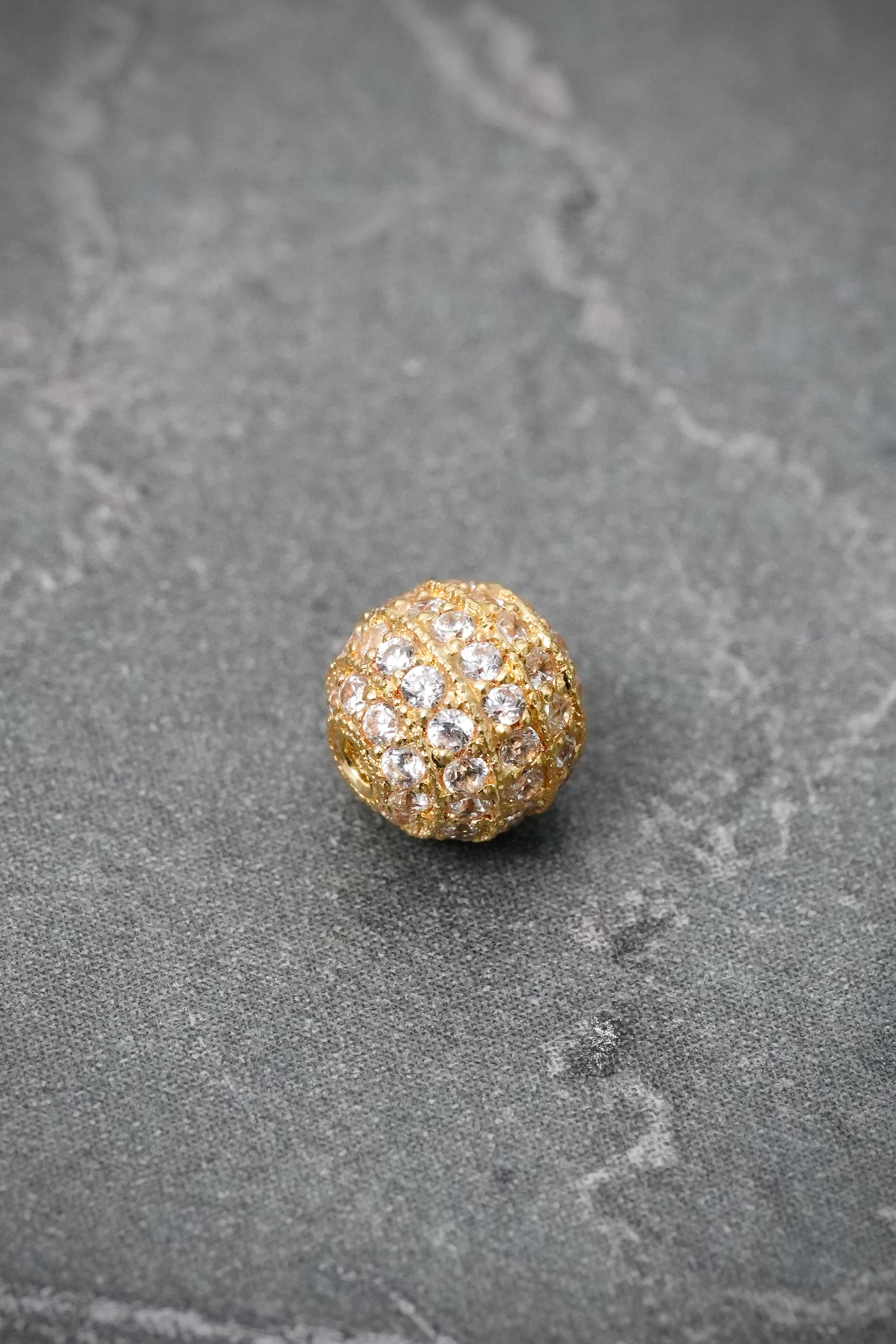 Herraje Bola de Fuego con Swarovski Blanco 0.8gr / 0.6cm / 6mm — Oro Amarillo