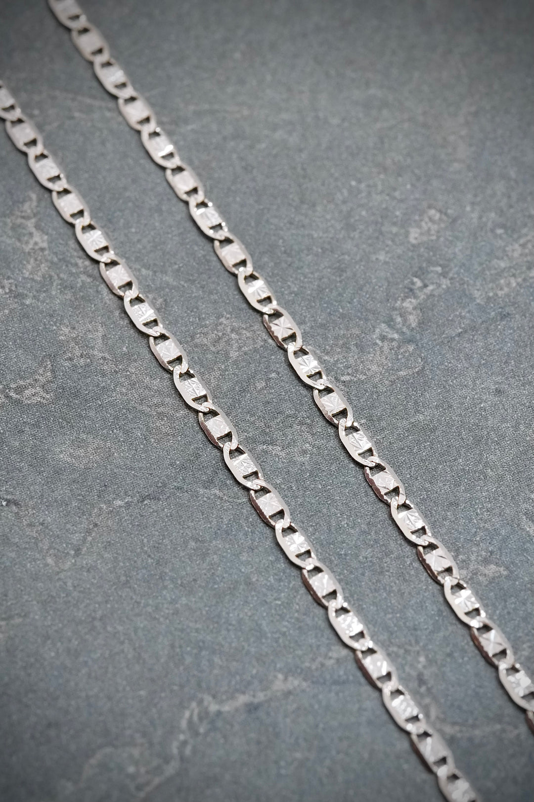 Cadena plana diamantada 3gr / Largo 60cm — Oro Blanco