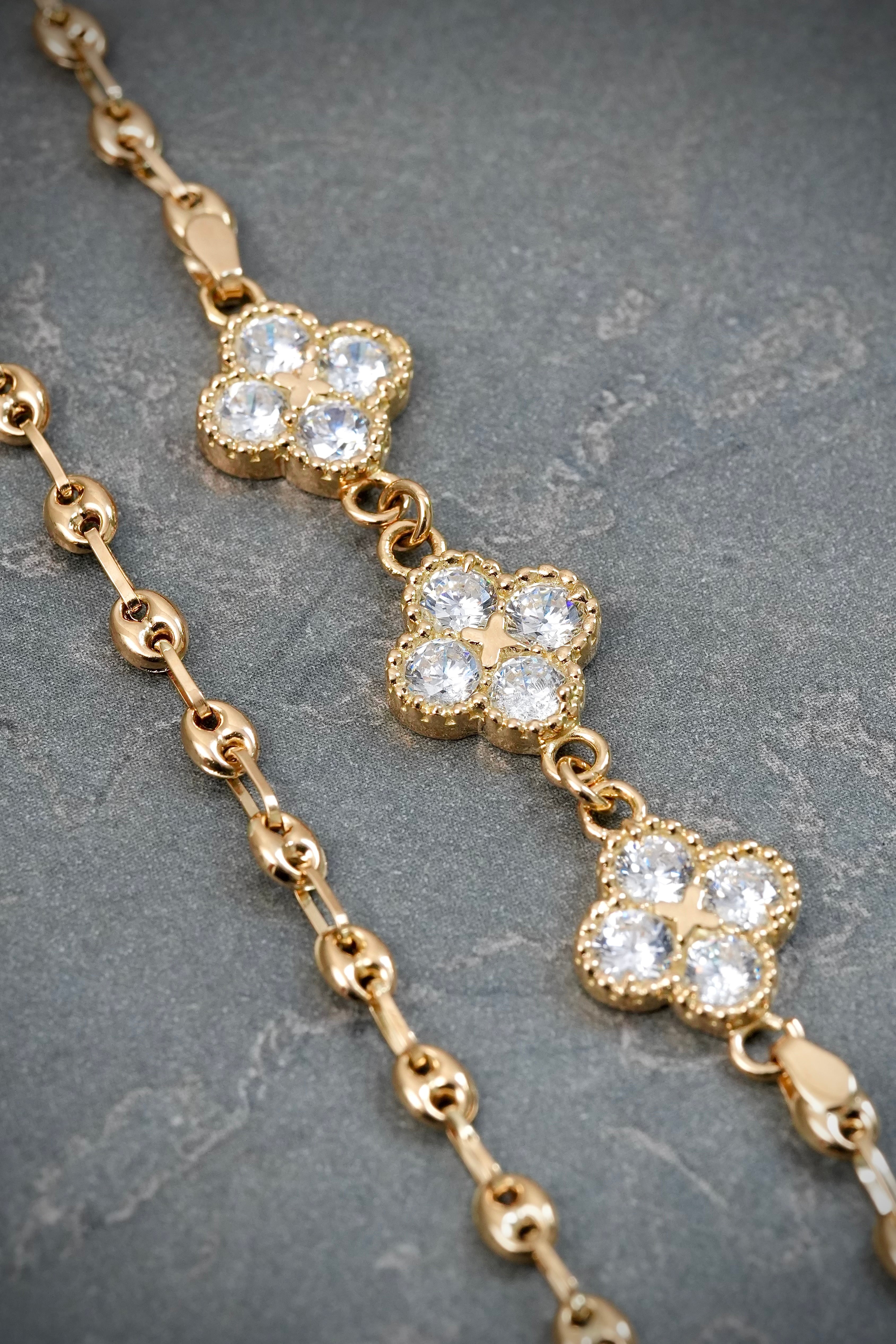 Cadena gc con swarovski blanco 8.3gr / Largo 40cm / Oro Amarillo Nac M