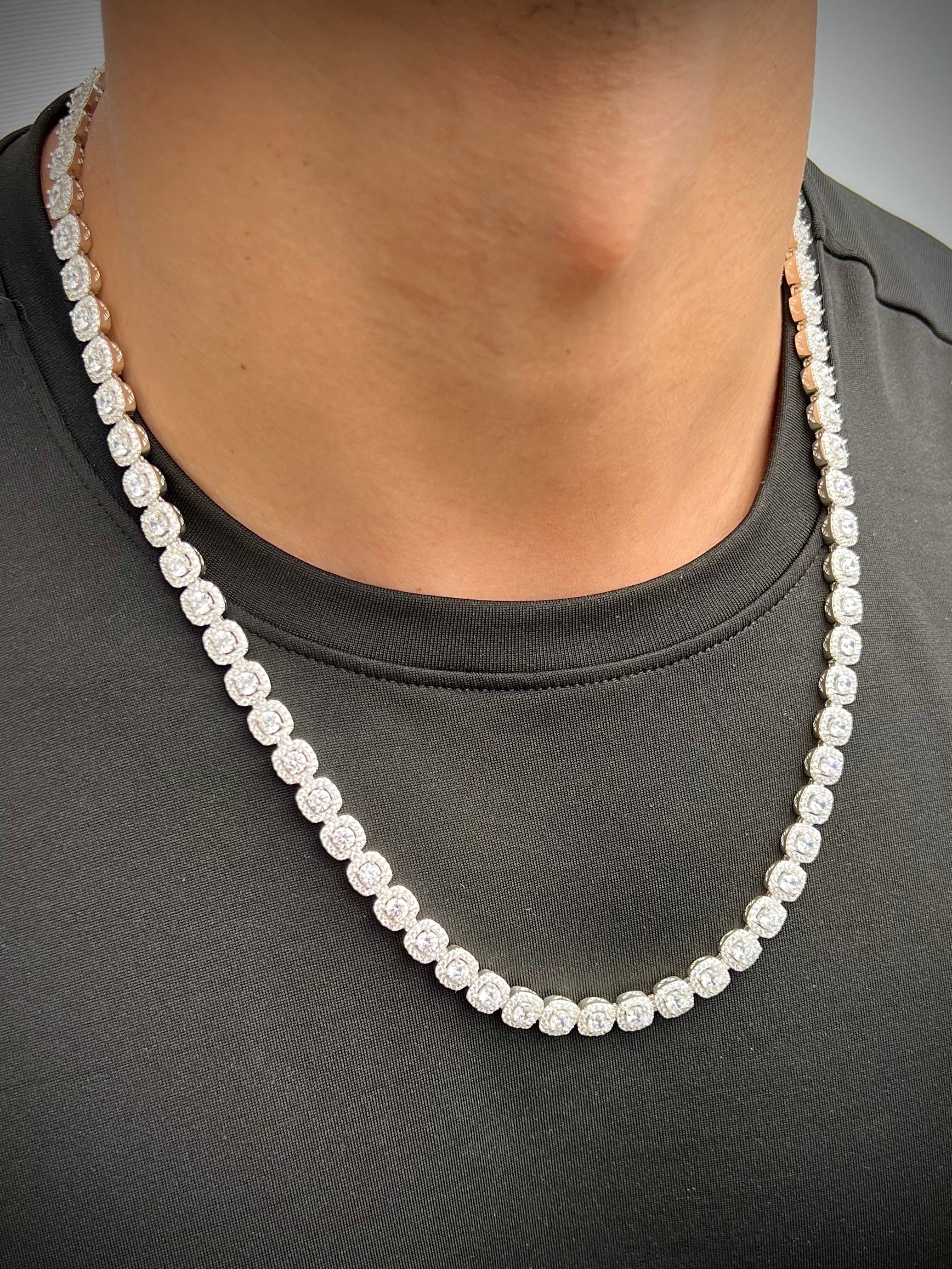 Cadena tenis con swarovski blanco 73.55gr / Largo 60cm / Plata M