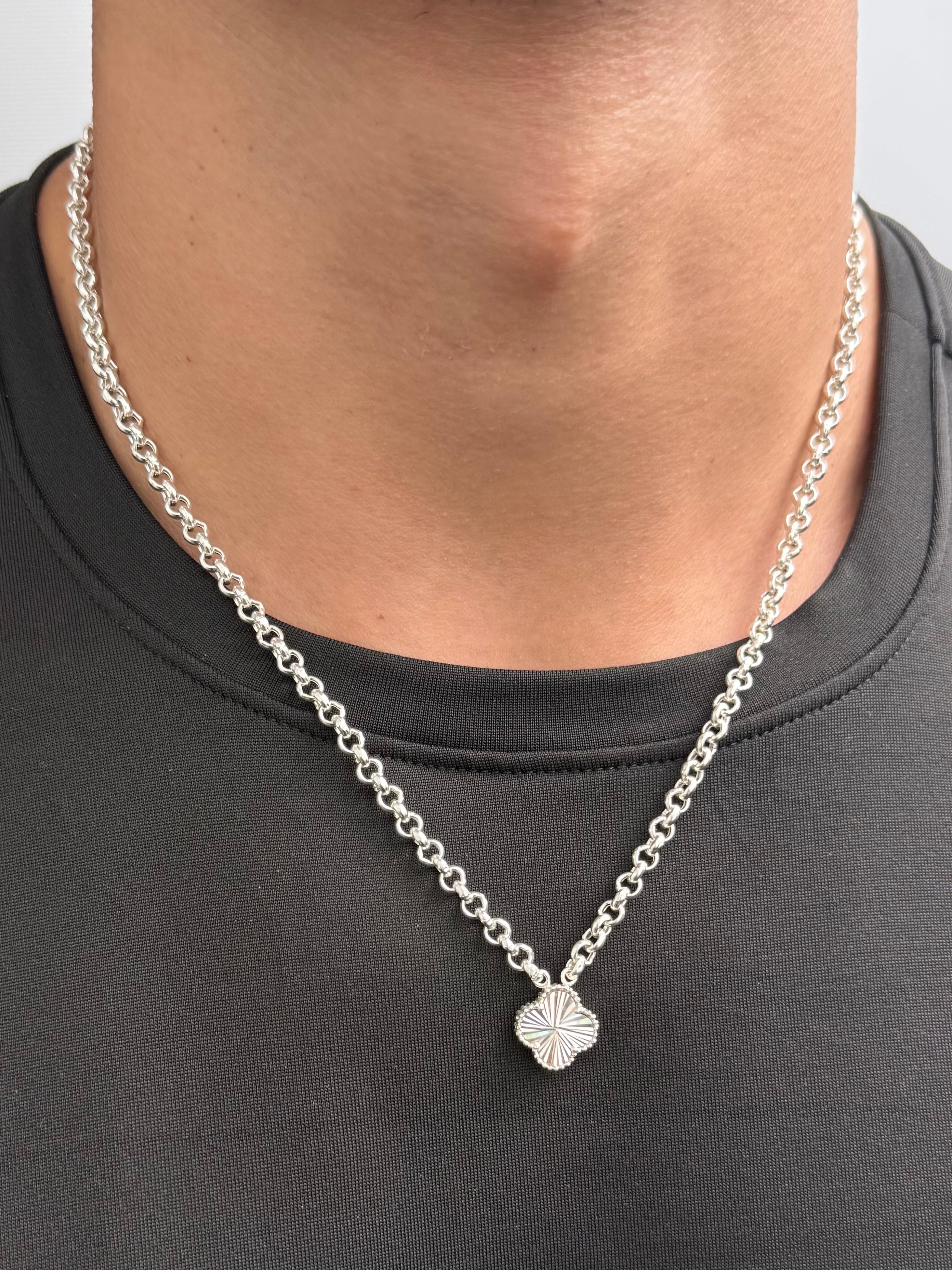 Cadena Lucky Clover Diamantada 12.1gr / 55cm / 4.5mm — Plata 925