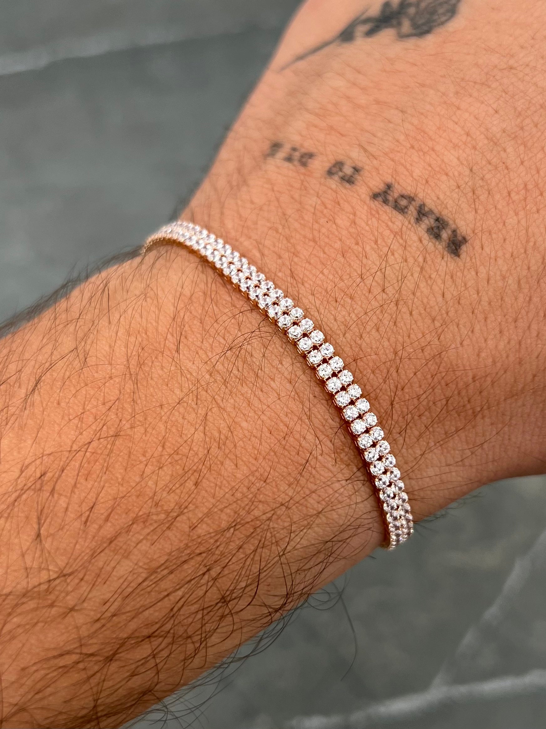 Pulso tenis doble hilera con swarovski blanco 5.9gr / Largo 17.5cm / Oro Rosado italy +3 B