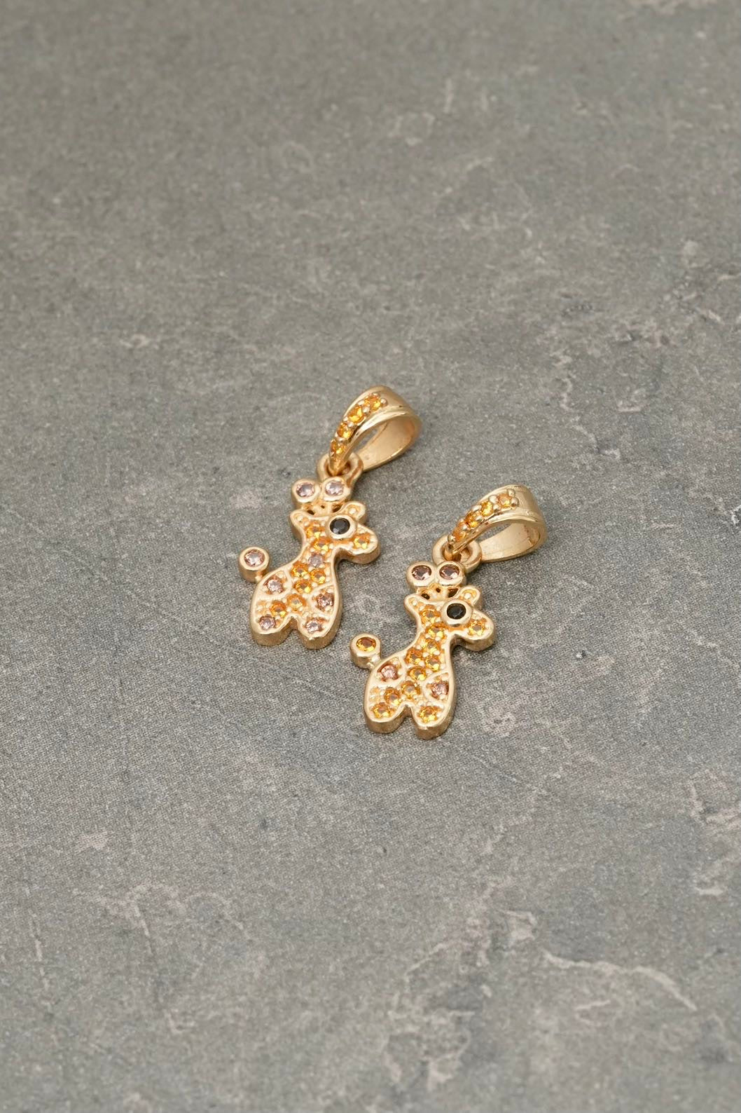 Dije jirafa con swarovski naranjado 1gr / Largo 1.8cm — Oro Amarillo