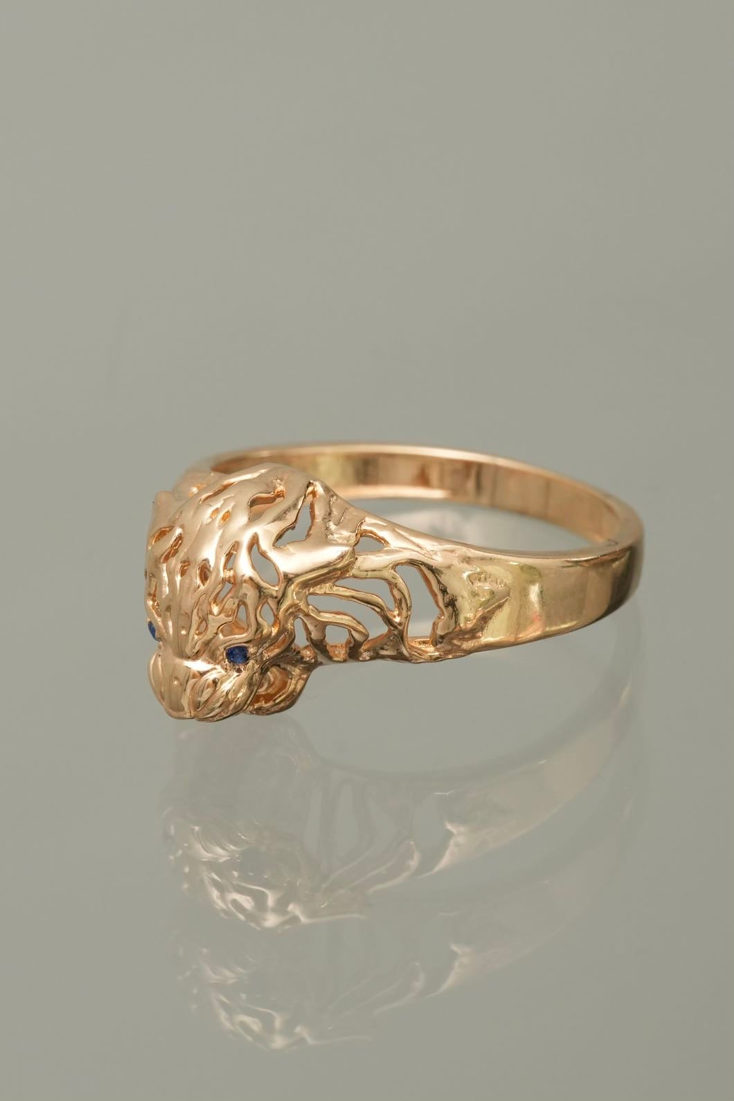 Anillo pantera con swarovski azul 4.35gr / TALLA 9 1/4 / Oro Amarillo Nac B