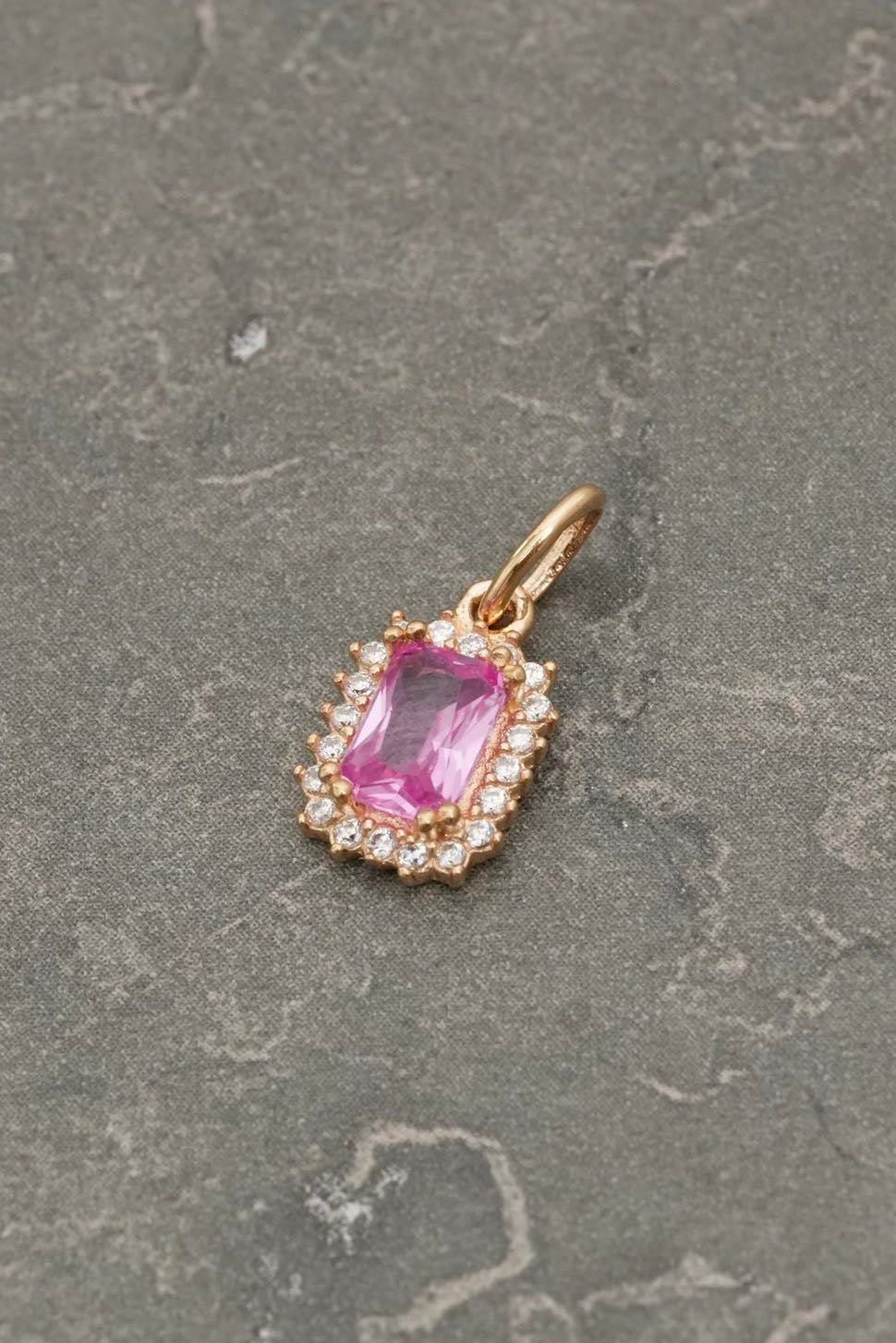 Dije con swarovski fucsia y blanco 0.9gr / Largo 1.5cm — Oro Amarillo
