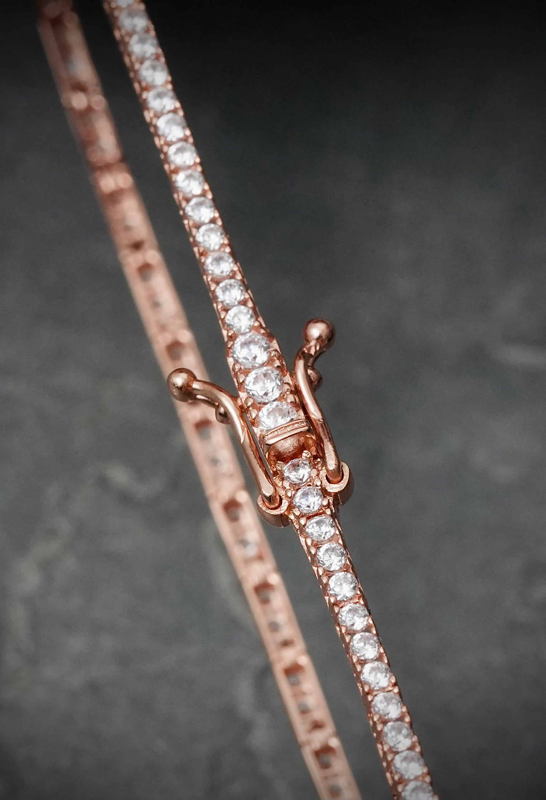 Pulso tenis con swarovski blanco 4gr / Largo 18cm / Oro Rosado italy +4 B