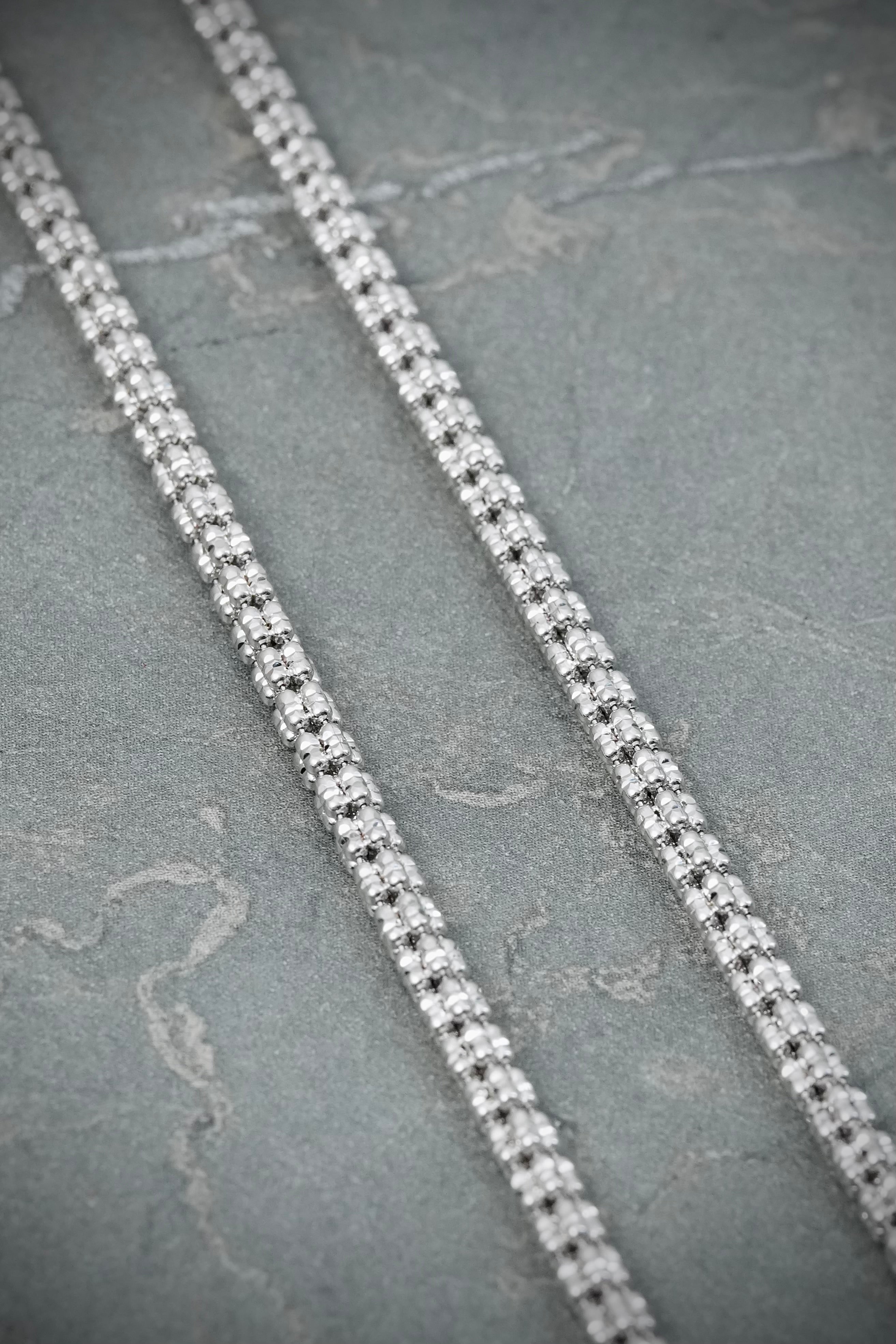 Cadena canutillo diamantada 23.6gr / Largo 70cm / Oro Blanco italy +4 B