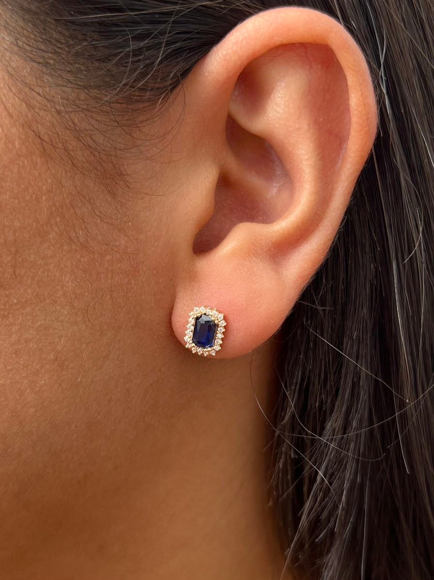 Topos con Swarovski azul y blanco 2.05gr / Largo 0.9cm — Oro Amarillo