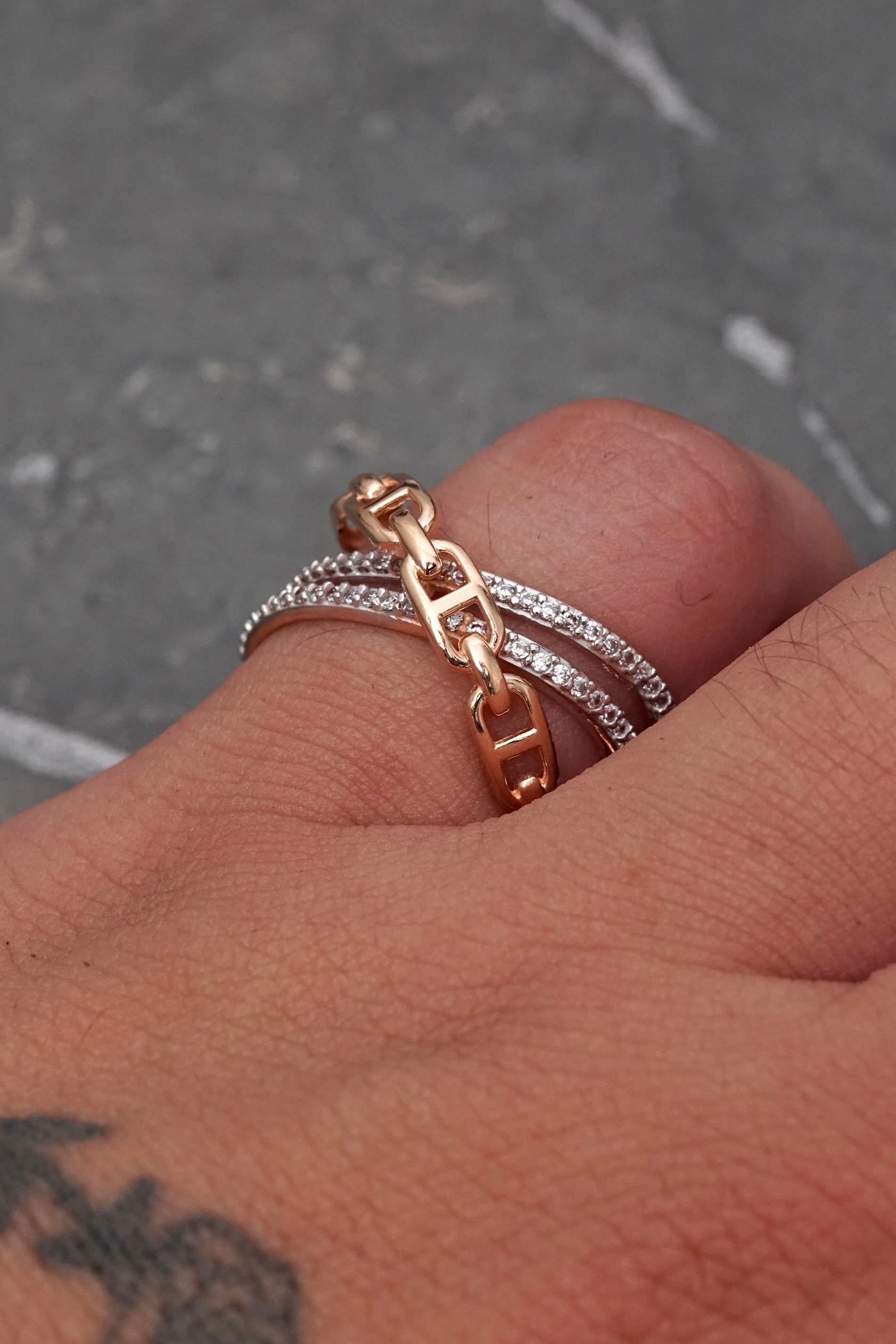 Anillo con swarovski blanco 4.35gr / Talla 7 / Oro Rosado Nac*