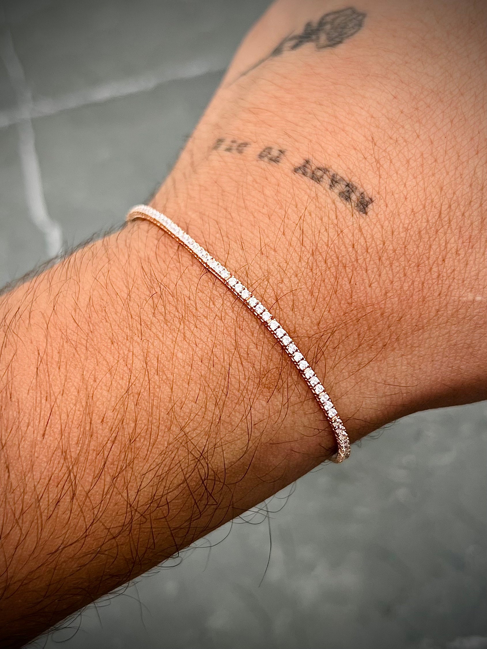 Pulso tenis con swarovski blanco 4gr / Largo 18cm / Oro Rosado italy +4 B