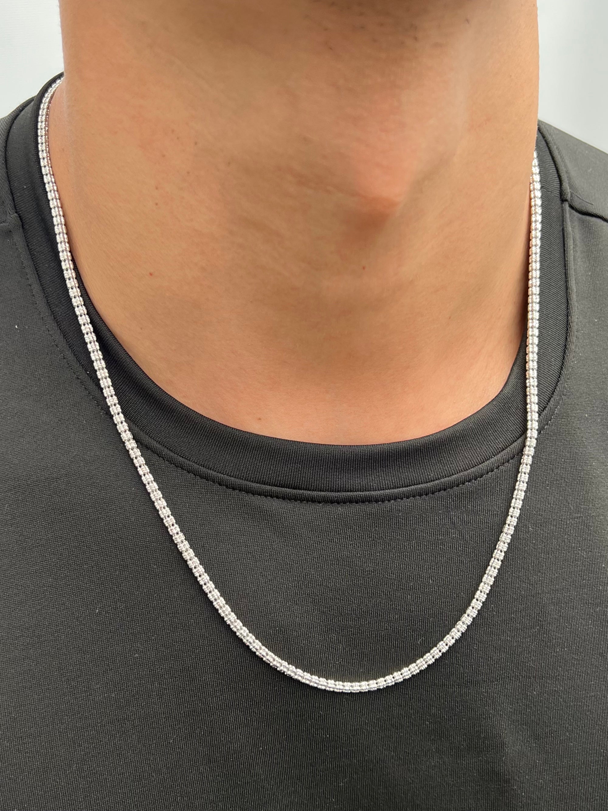 Cadena canutillo diamantada 20.5gr / Largo 60cm / Oro Blanco italy +4 B