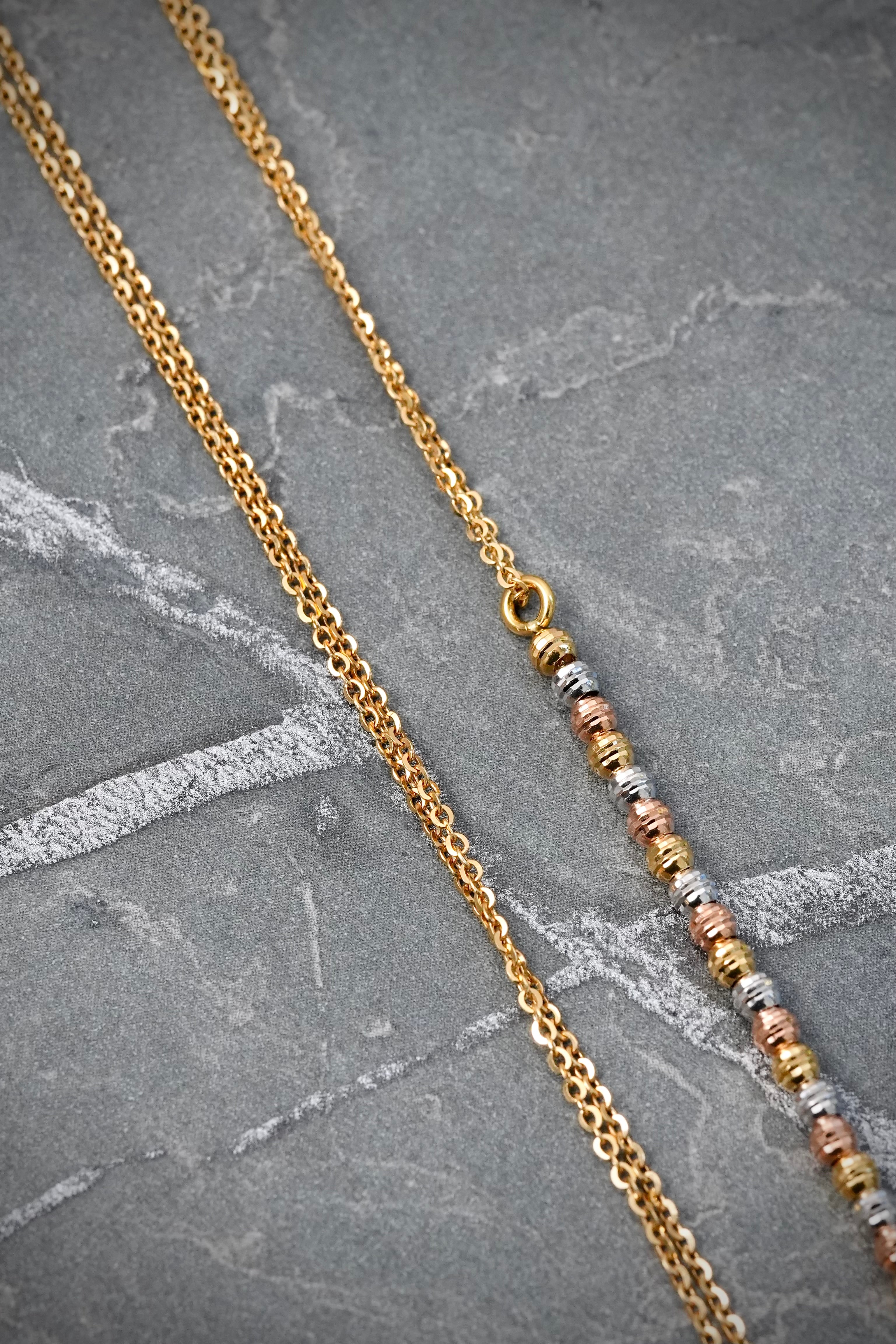 Cadena rolon con bolas diamantadas 6.45gr / Largo 45cm / Tres Oros italy +3 B