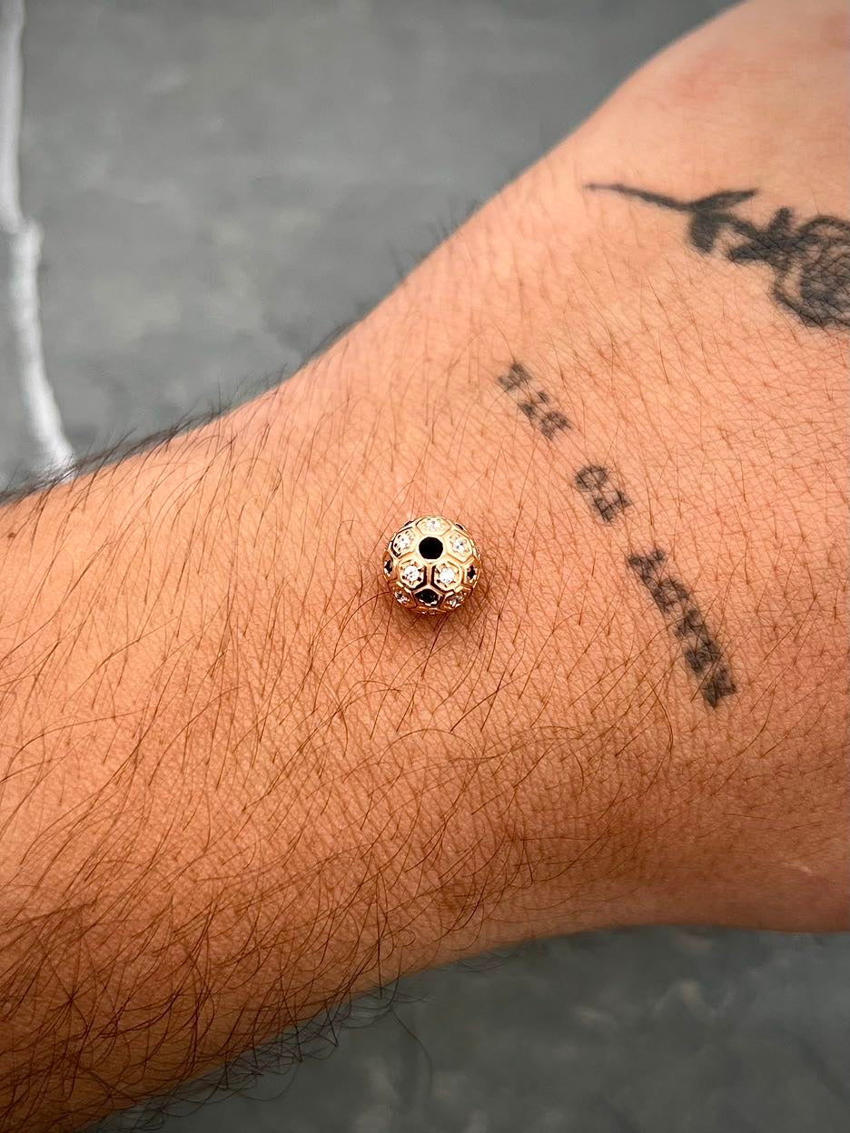 Herraje balon con swarovski negro y blanco 1.45gr / Largo 0.8cm / Oro Rosado Nac B