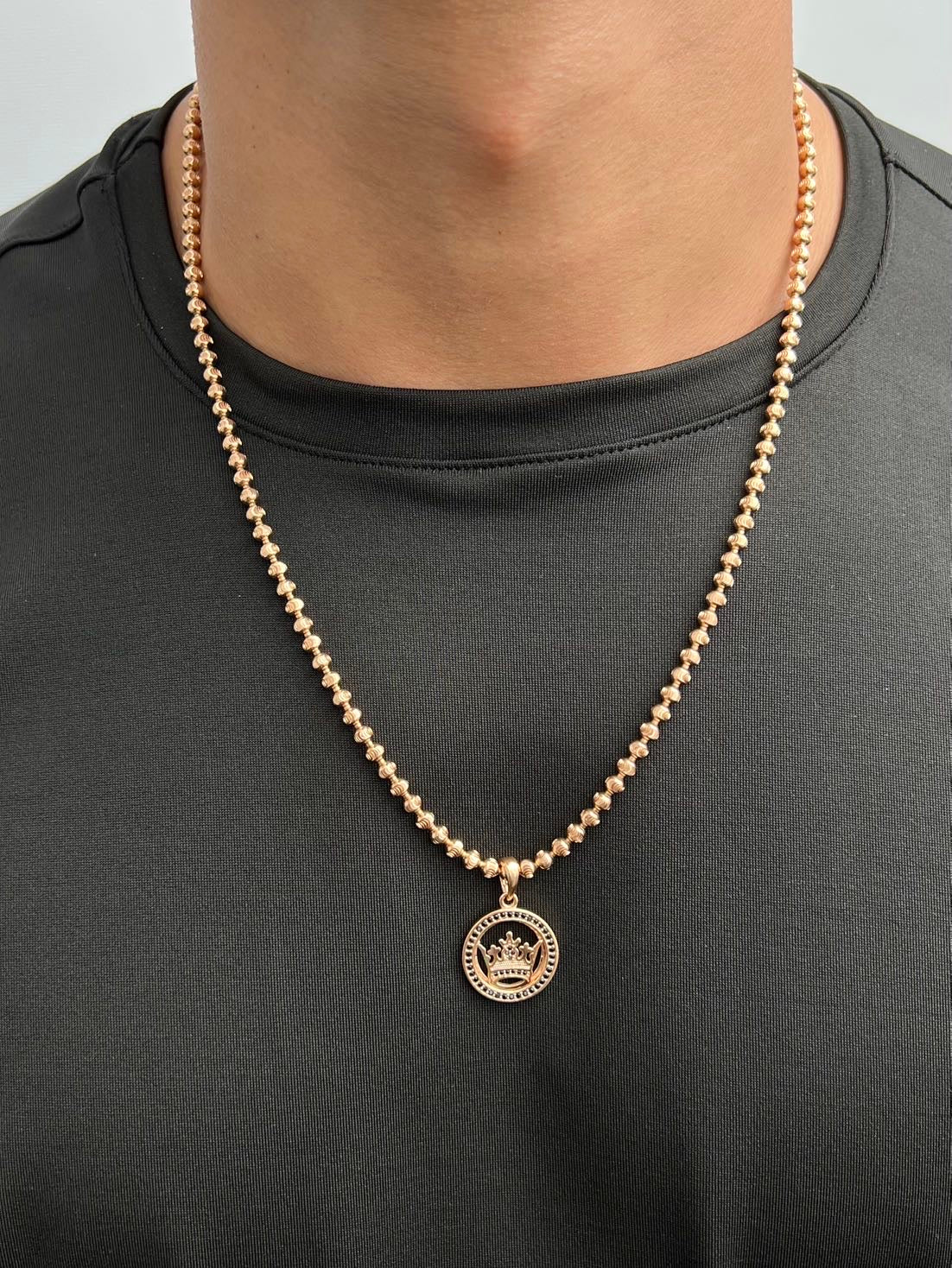 Dije corona con swarovski negro 5.1gr / Largo 3.1cm — Oro Rosado