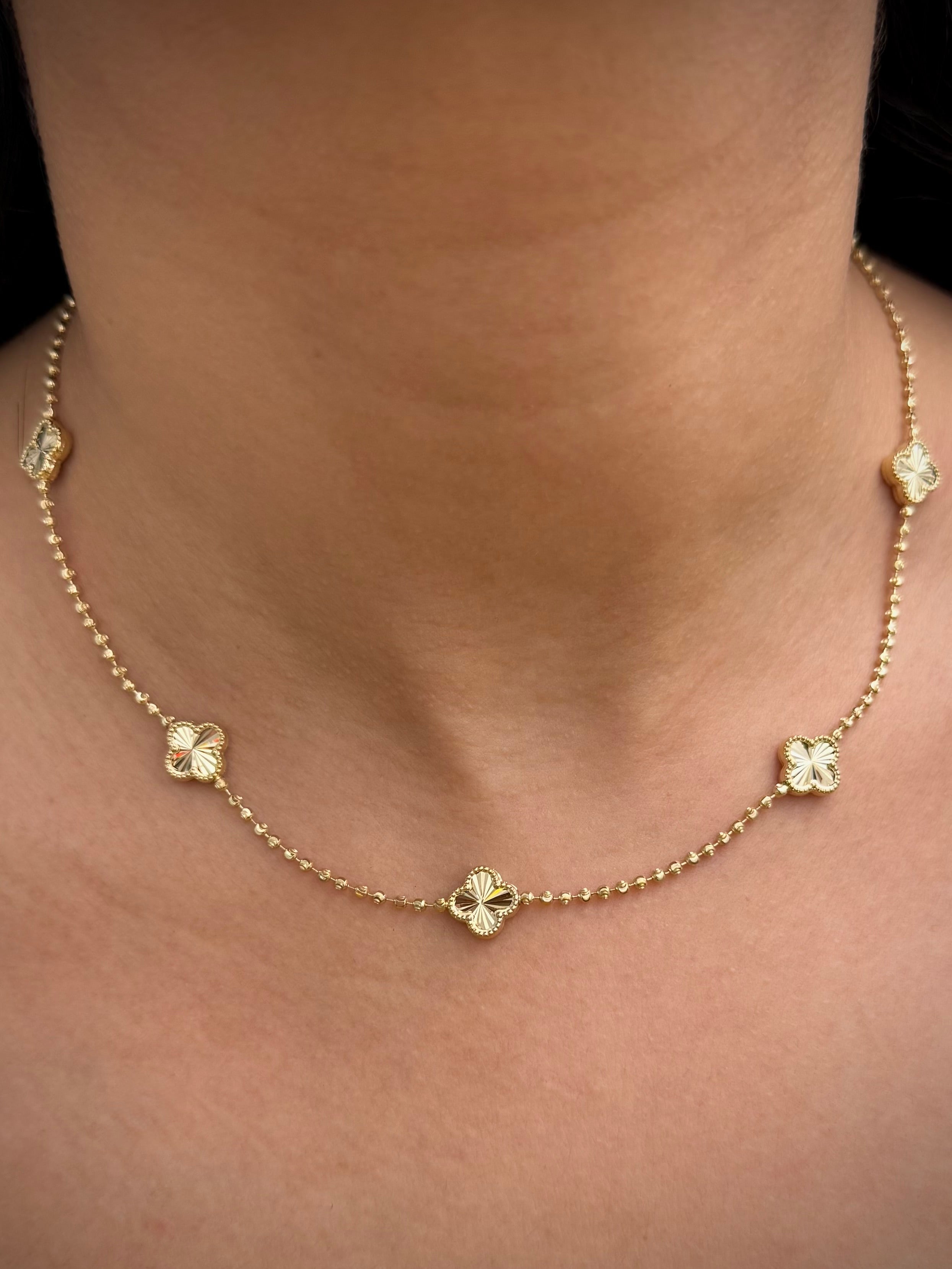 Cadena Lucky Clover Diamantada 9.6gr / 40cm / 9.9mm — Oro Amarillo