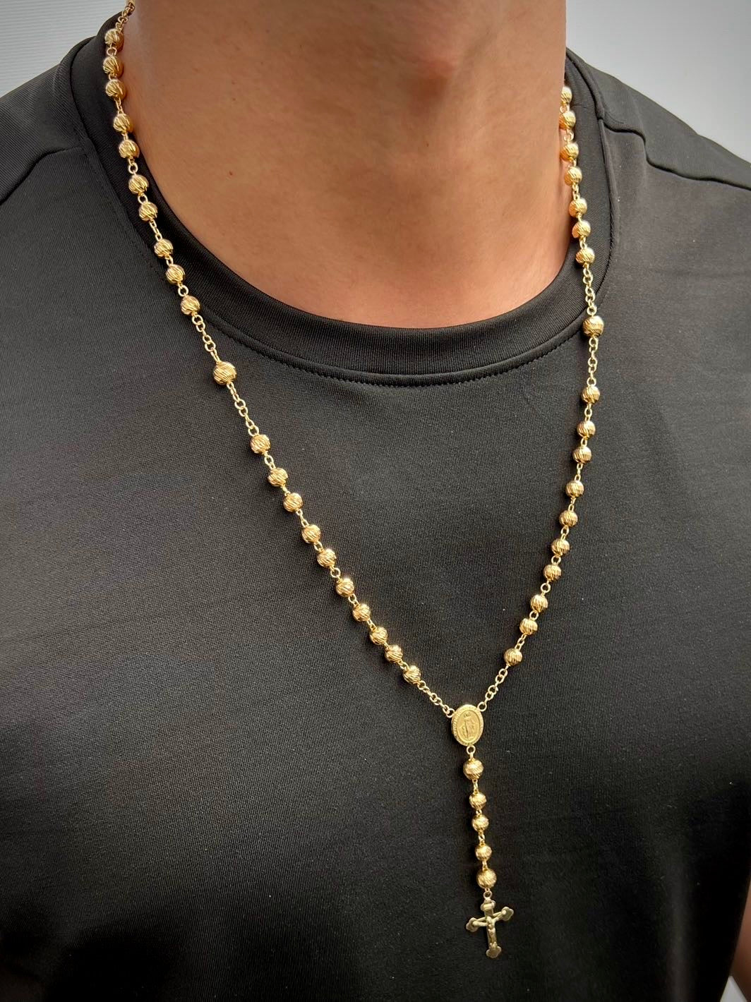 Rosario diamantado virgen de la milagrosa 20.4gr / Largo 65cm / Oro Amarillo Nac M