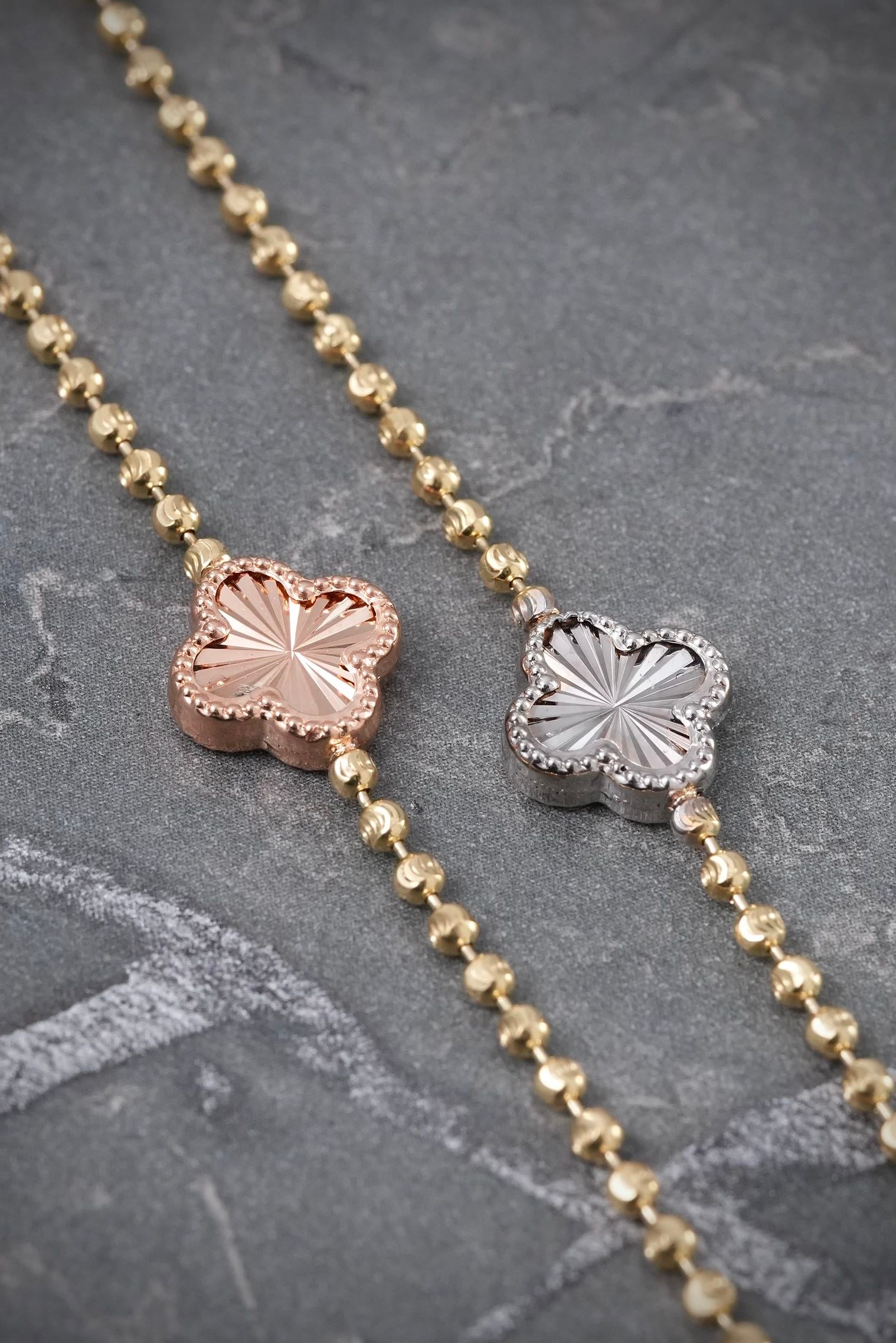 Cadena lucky clover diamantado luna 9.7gr / Largo 45cm / Tres Oros (Joya) B