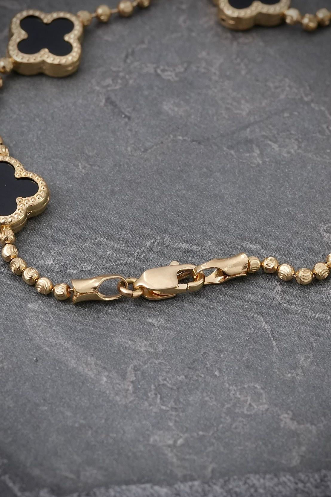 Pulso lucky clover negro 5.3gr / Largo 19cm / Oro Amarillo (Joya) B