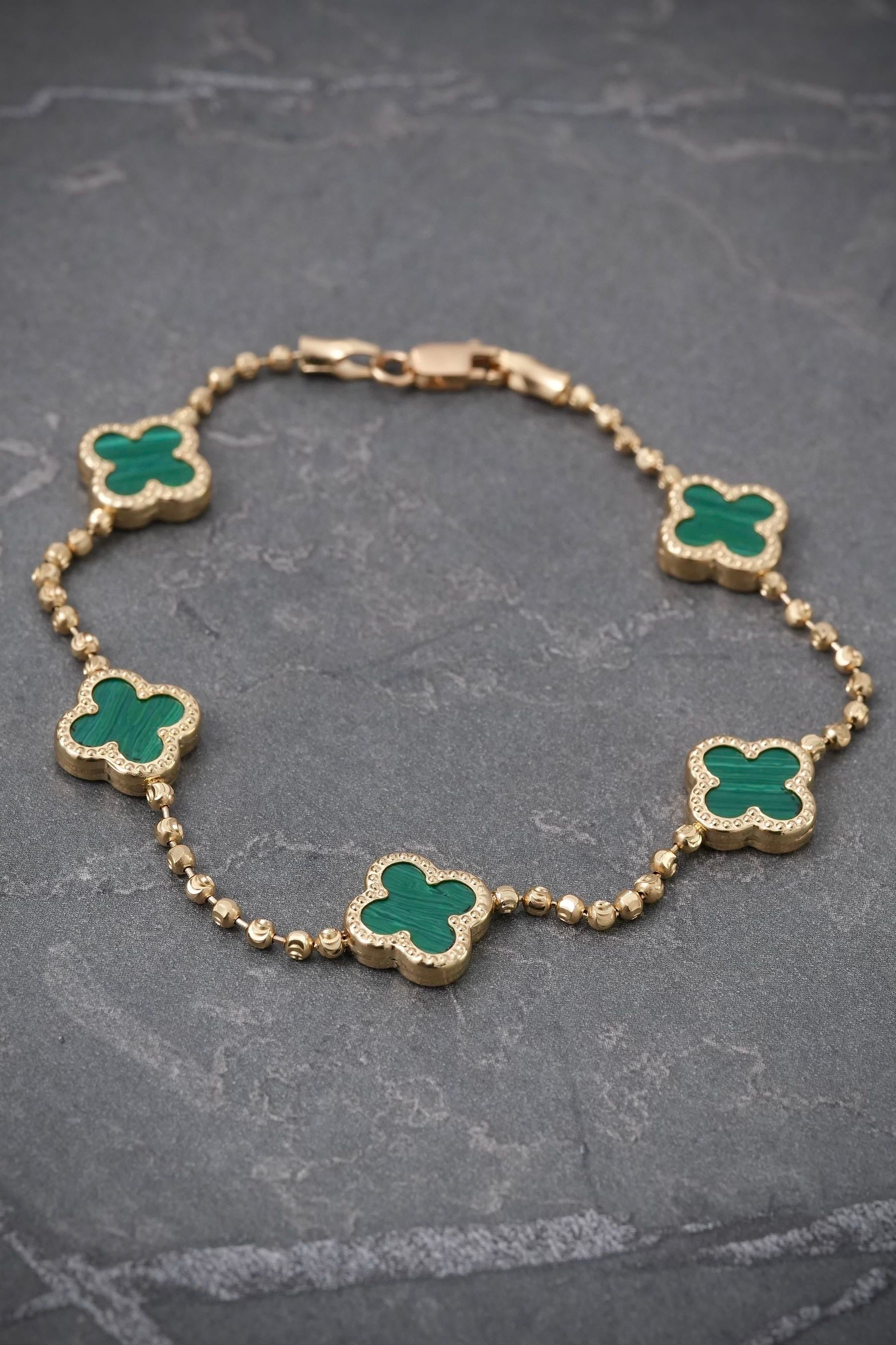 Pulso lucky clover verde 5.1gr / Largo 18.5cm / Oro Amarillo (Joya) M