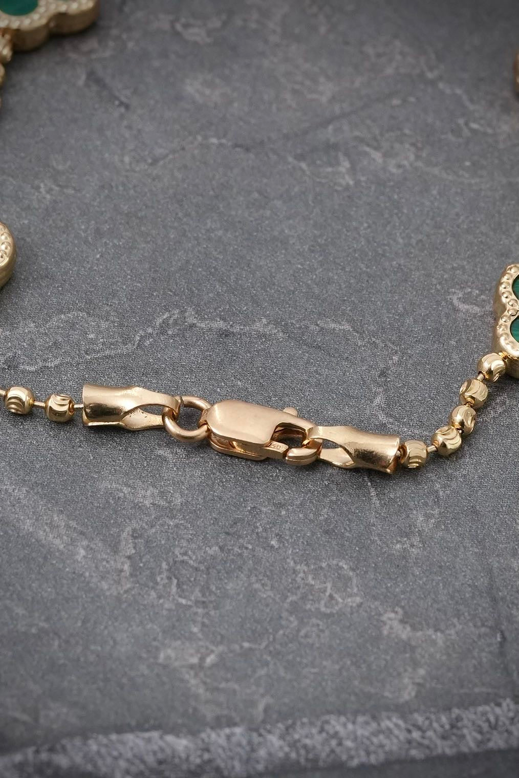 Pulso lucky clover verde 5.1gr / Largo 18.5cm / Oro Amarillo (Joya) M